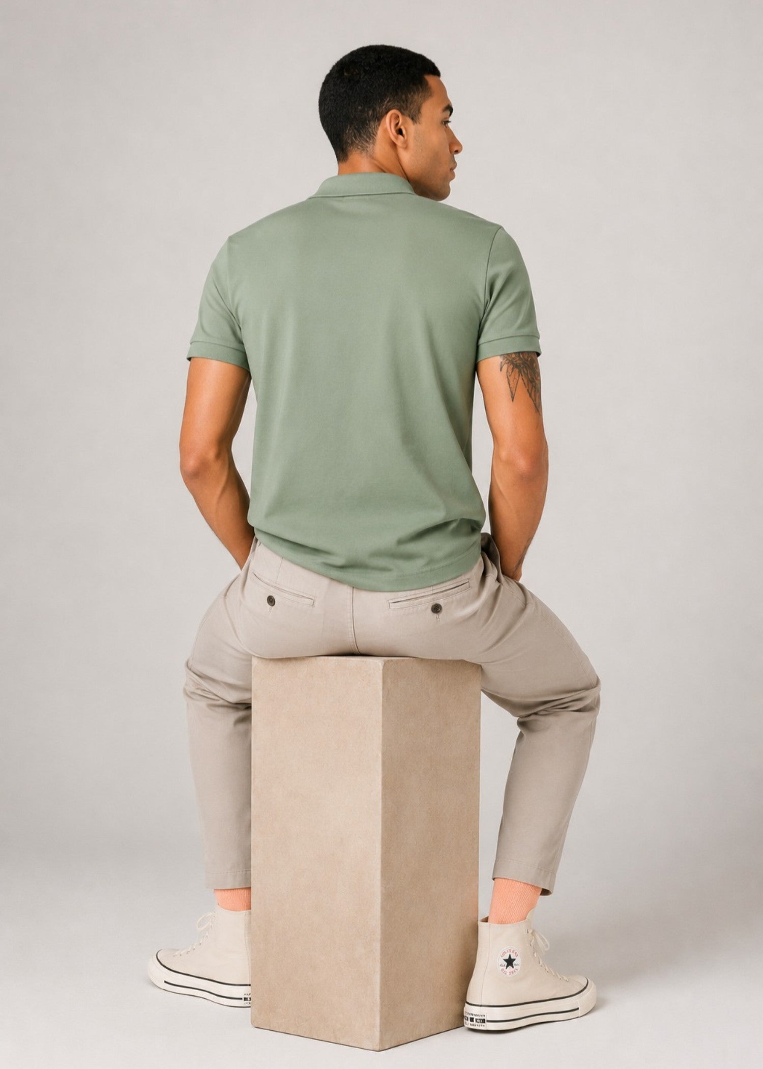 cotton jersey Polo Shirt in Moss green