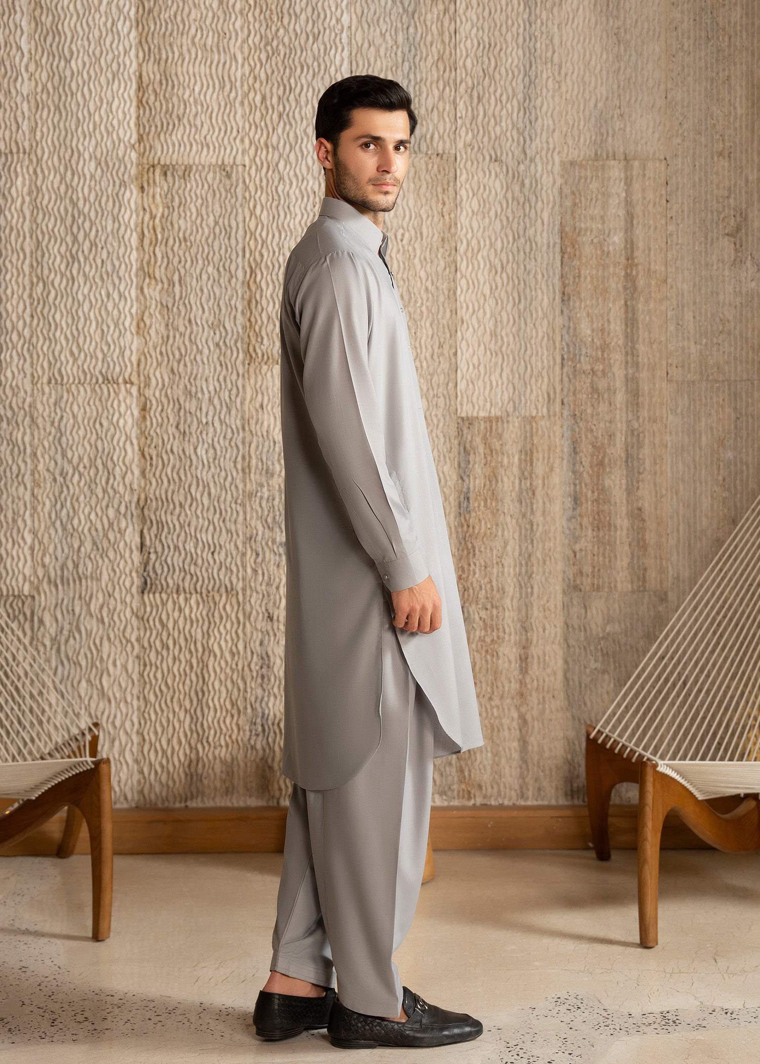 wash & wear Shalwar Kameez in Ash grey