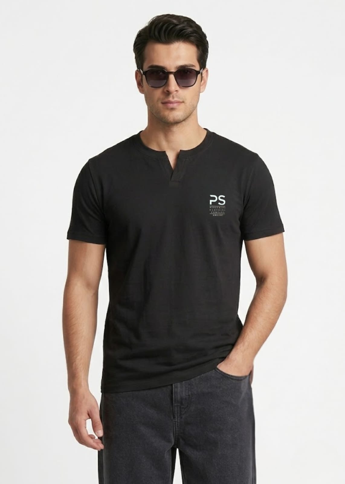 jersey knit T Shirt in Black