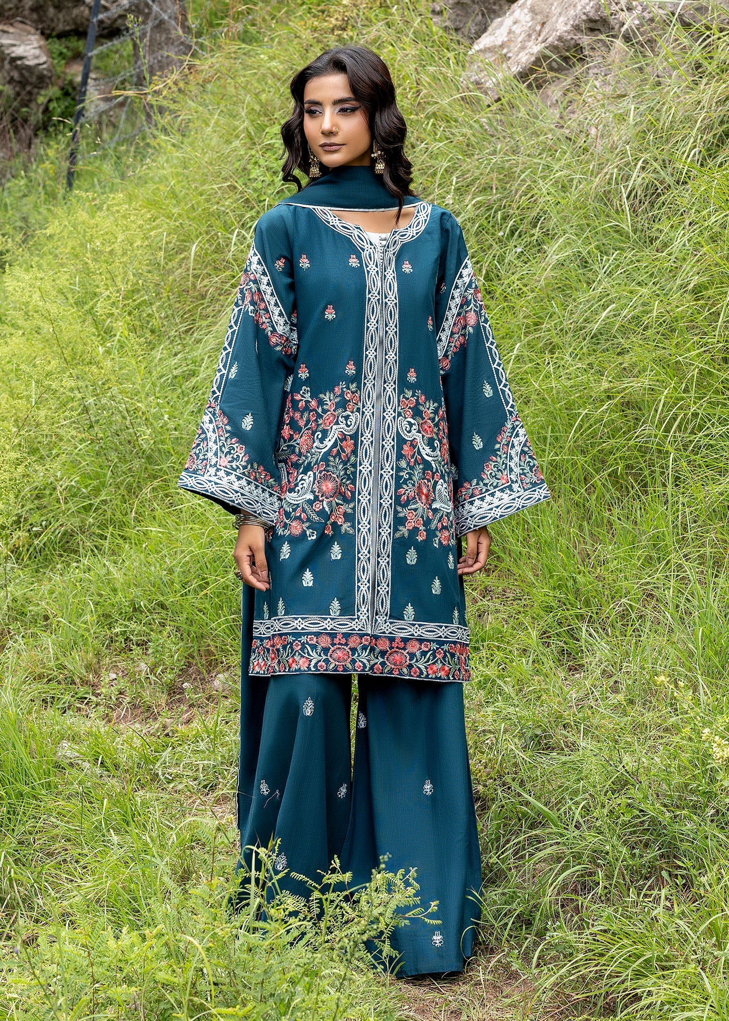 khaddar Jacket in Teal