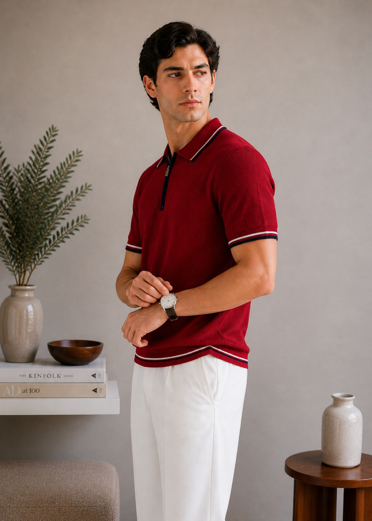 cotton Polo Shirt in Crimson