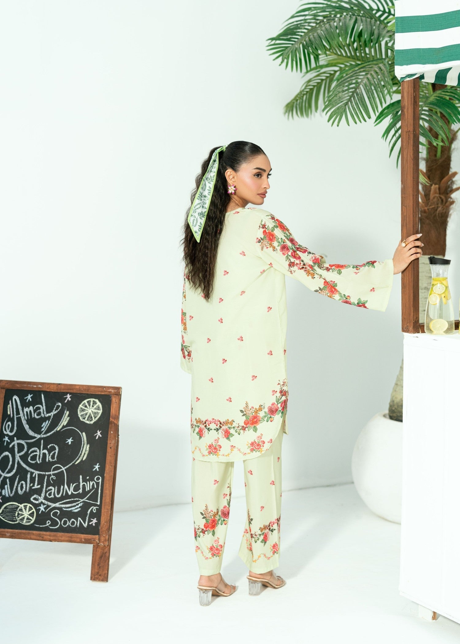 blended cambric Co Ord Sets in Pistachio green