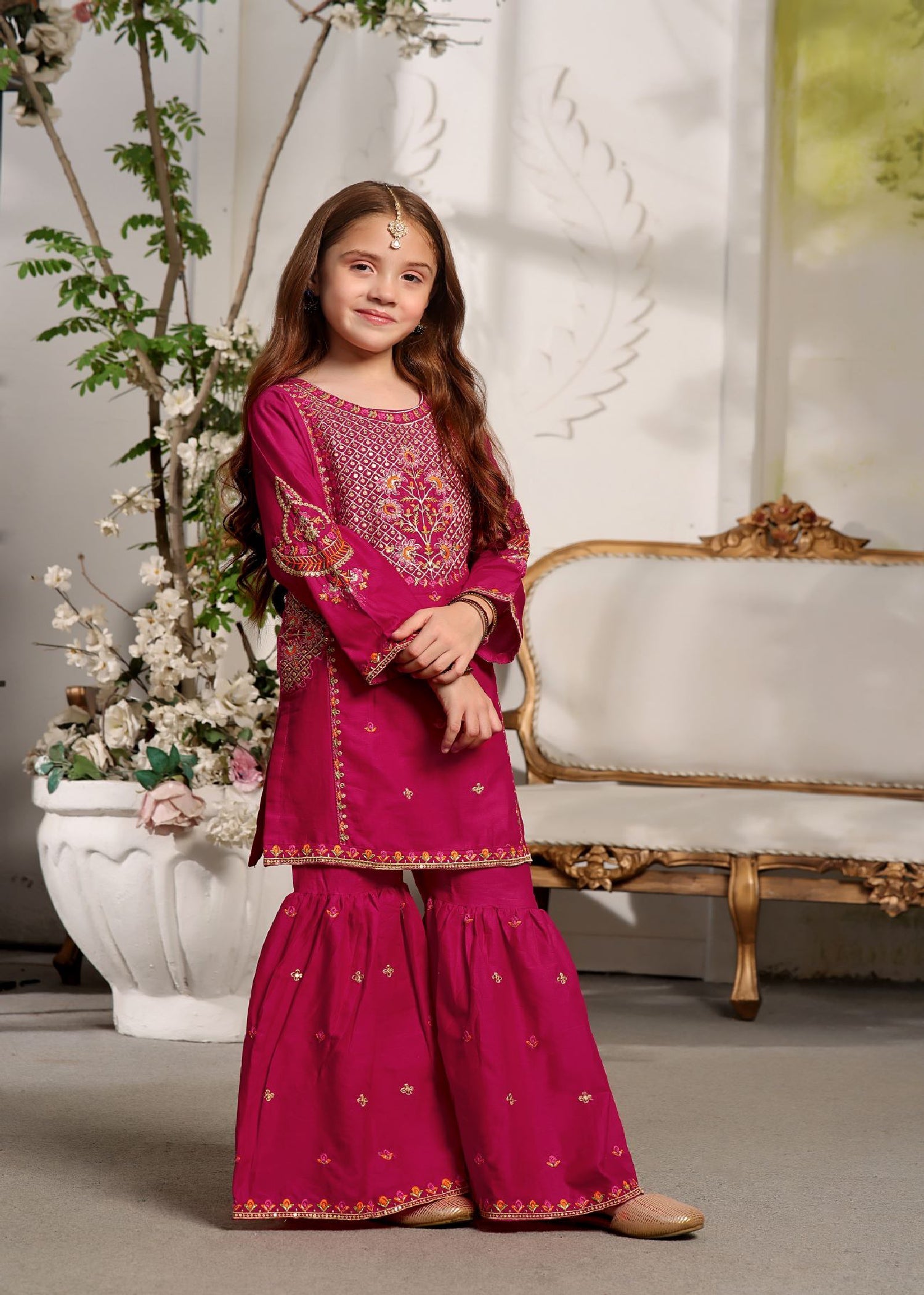lawn Gharara in Pink