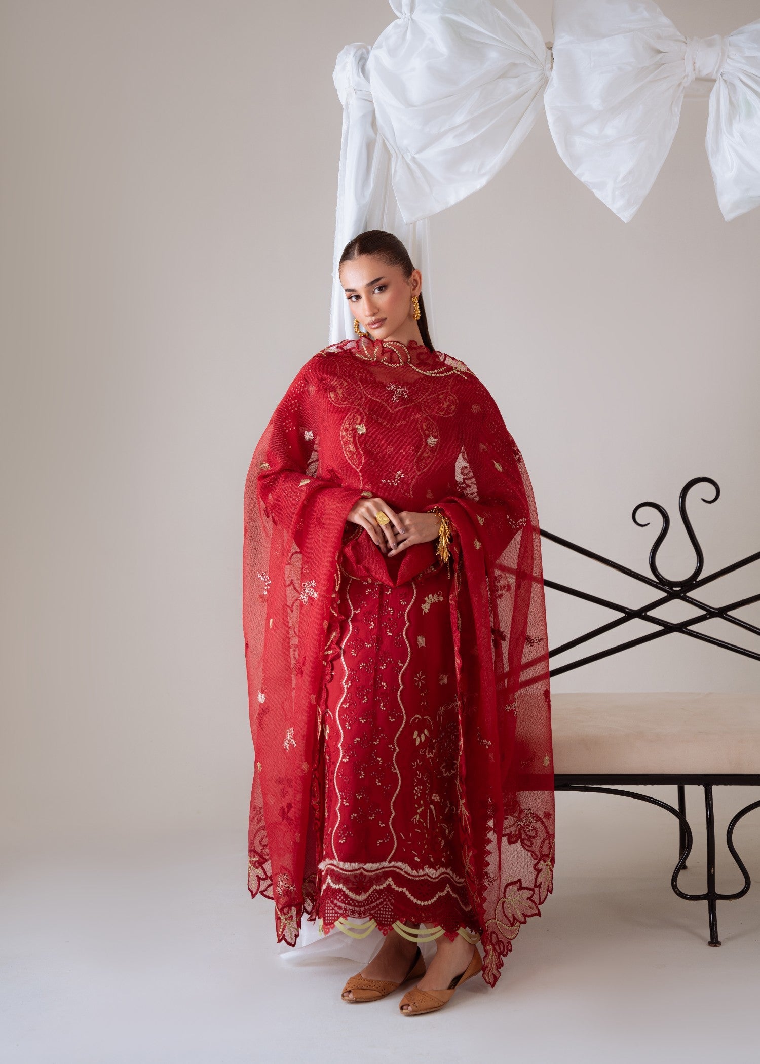 linen Unstitched in Persian red