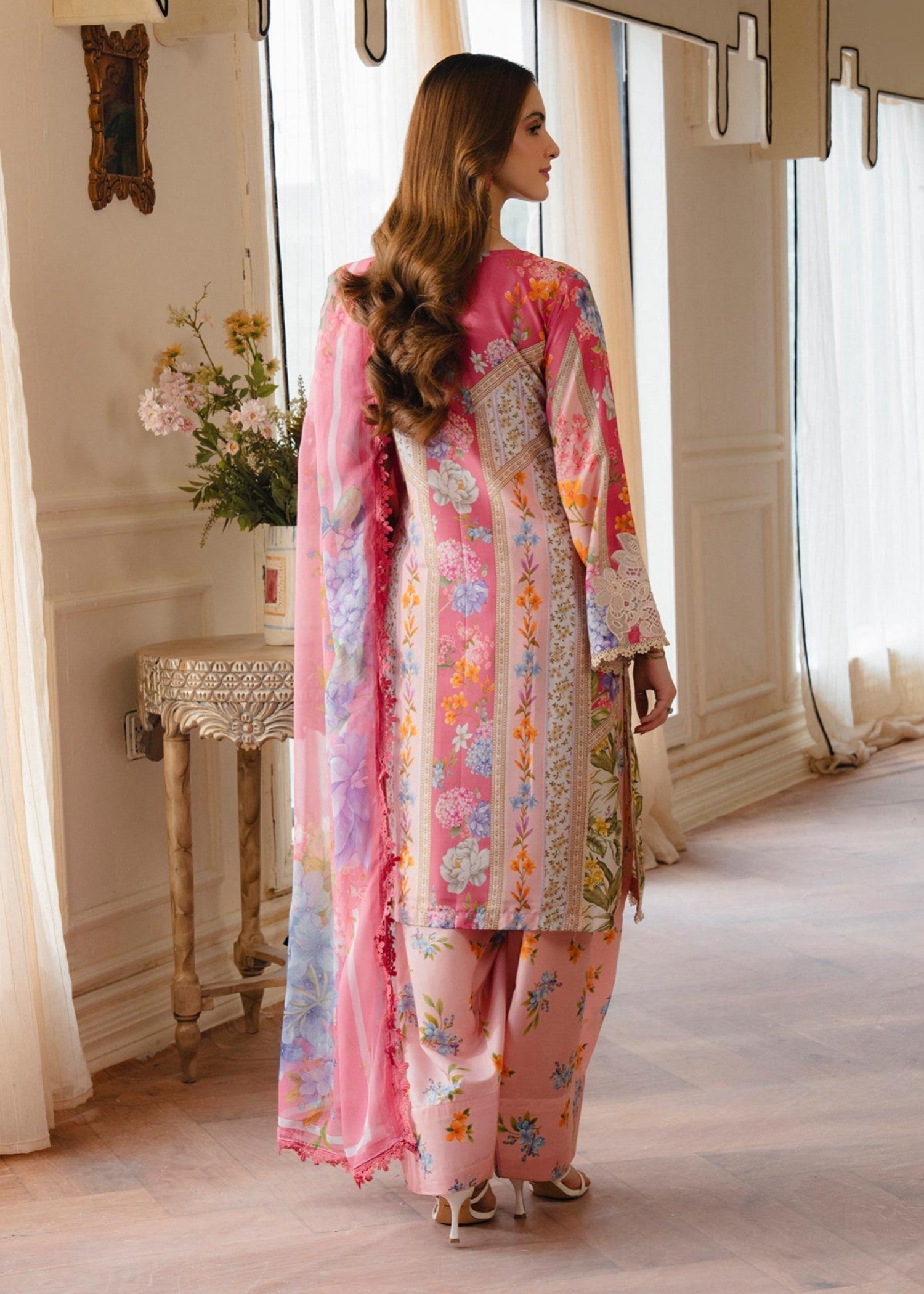 poly lawn Kurta Set in Blush pink, peach pink