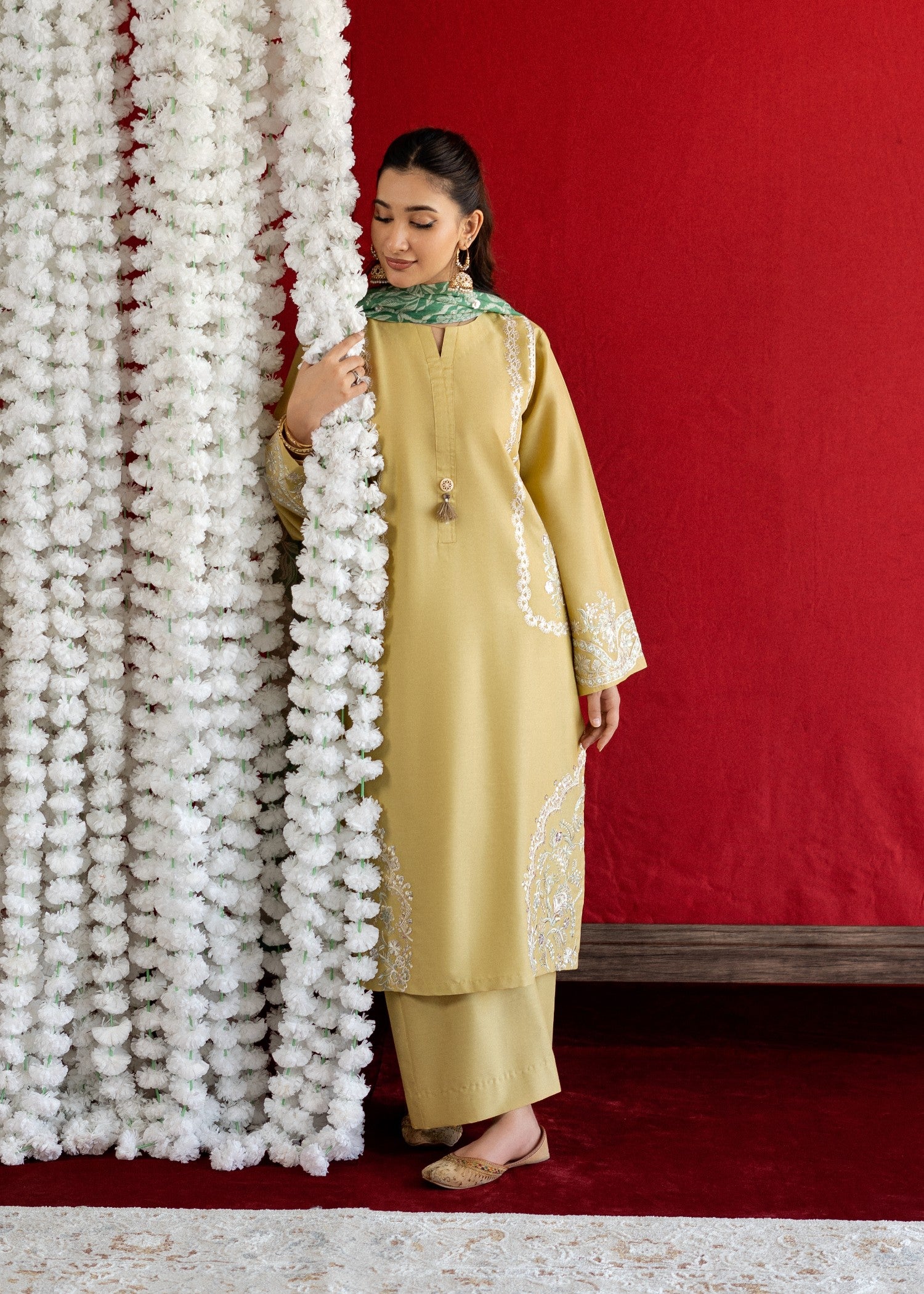 lawn Kurta Set in Mellow yellow