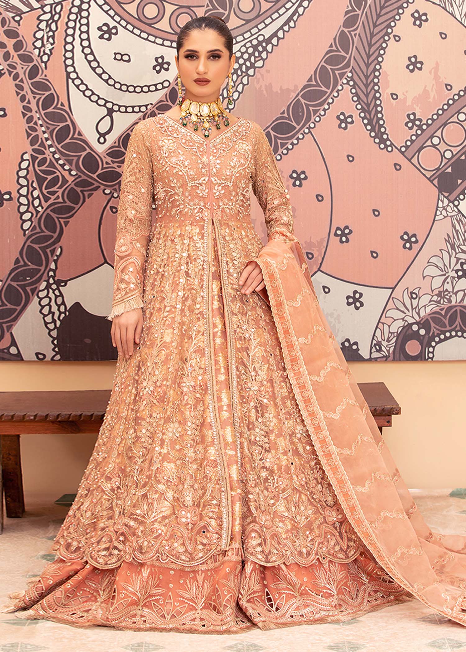 net Maxi in Peach pink
