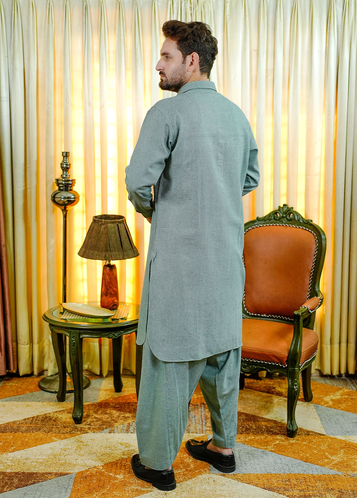 wool viscose Shalwar Kameez in Pastel green