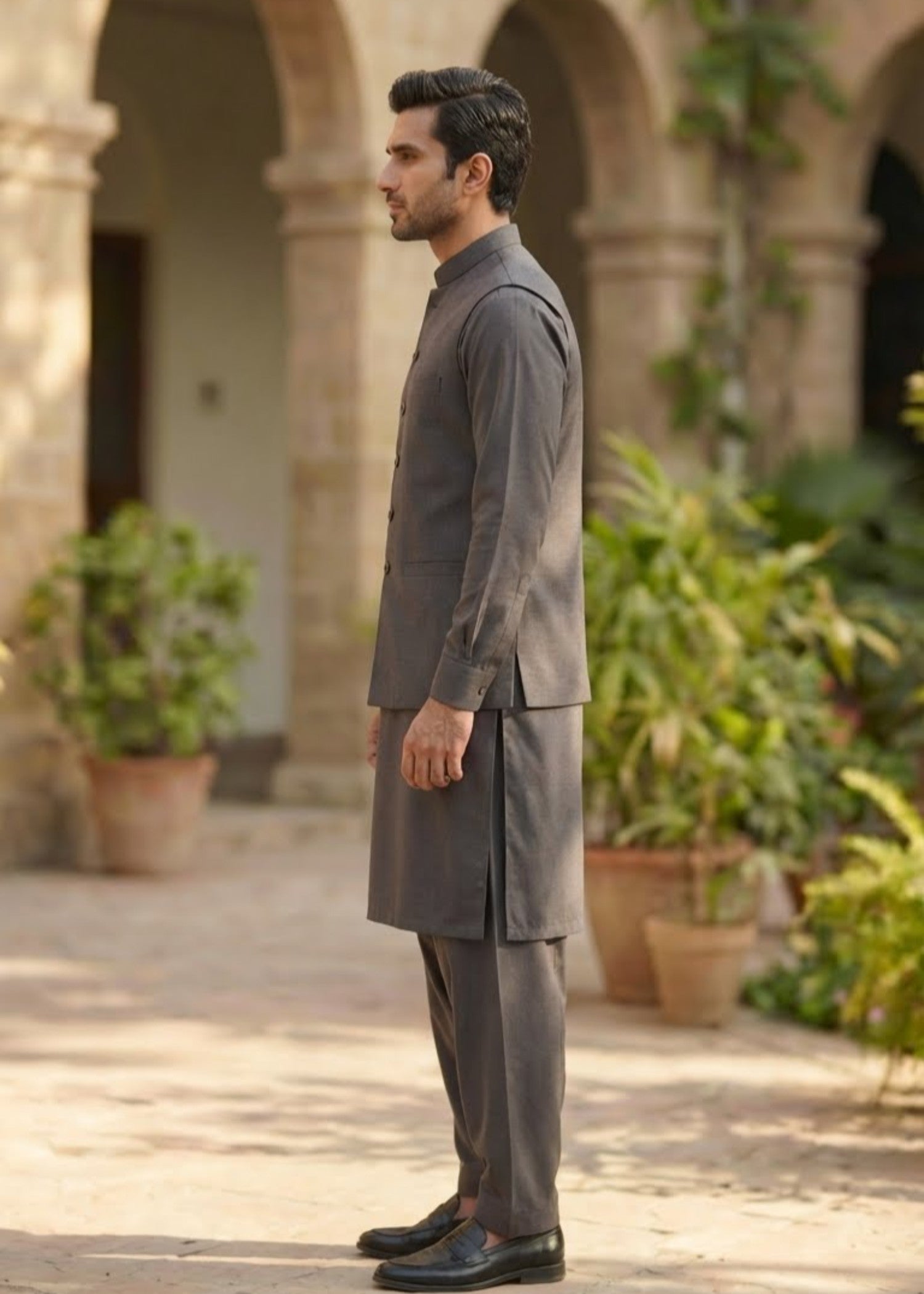 tropical Waistcoat in Grey