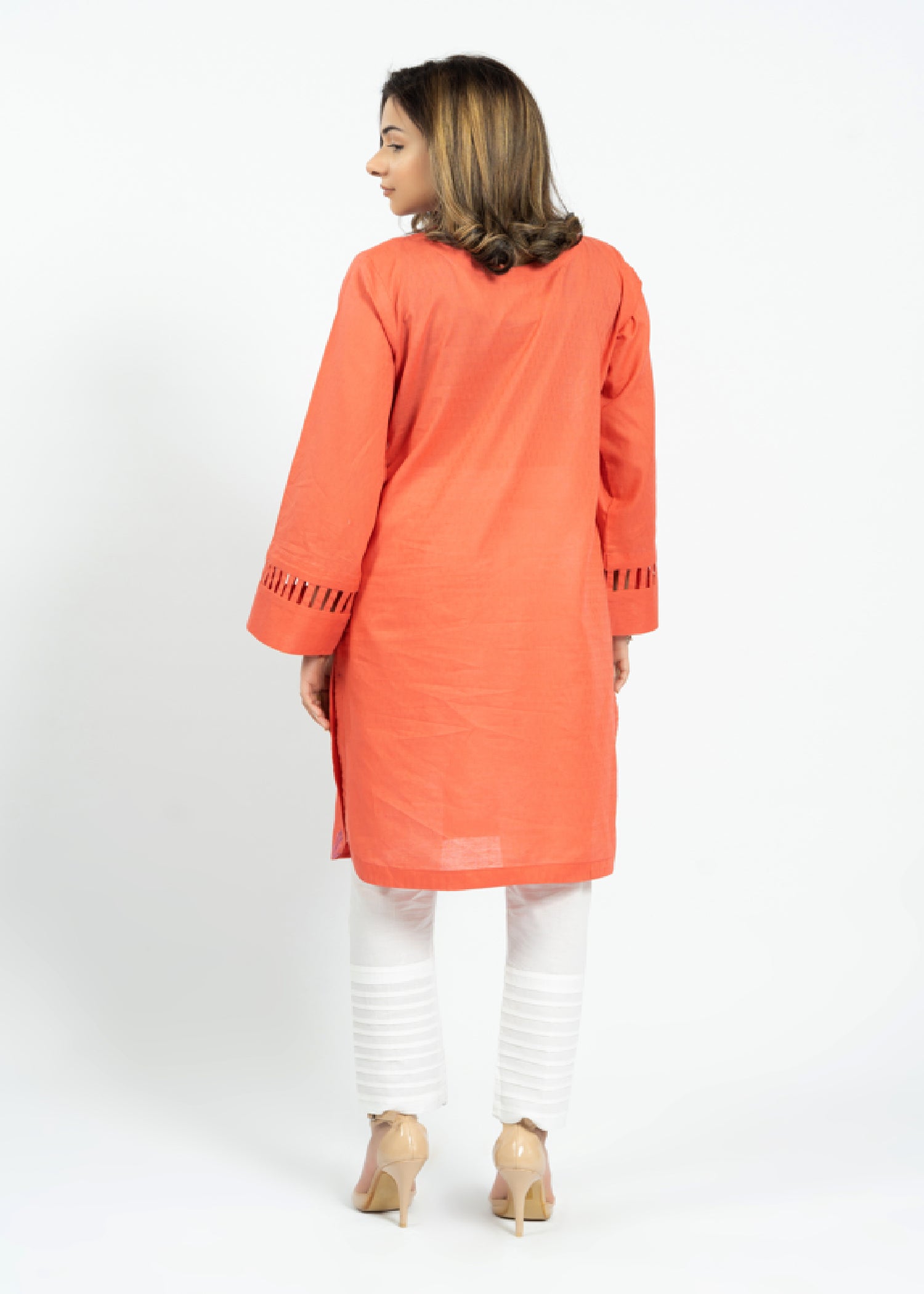 cotton Kurti in Peach pink
