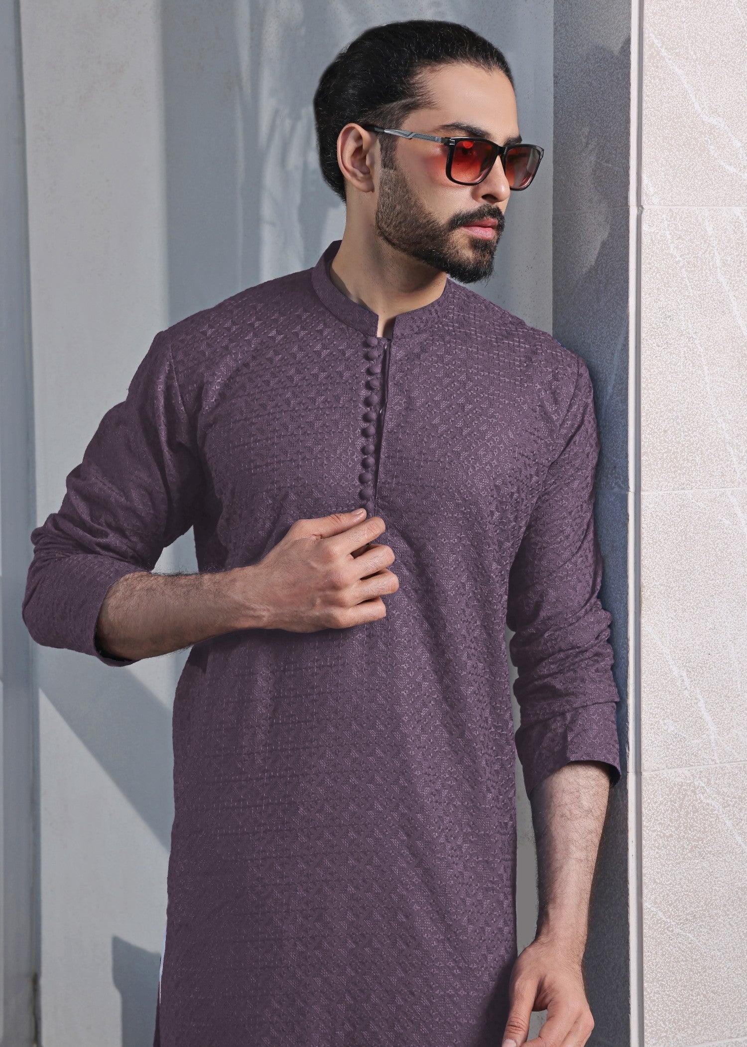 lawn Kurta Set in Mauve by The Great Masters (TGM)