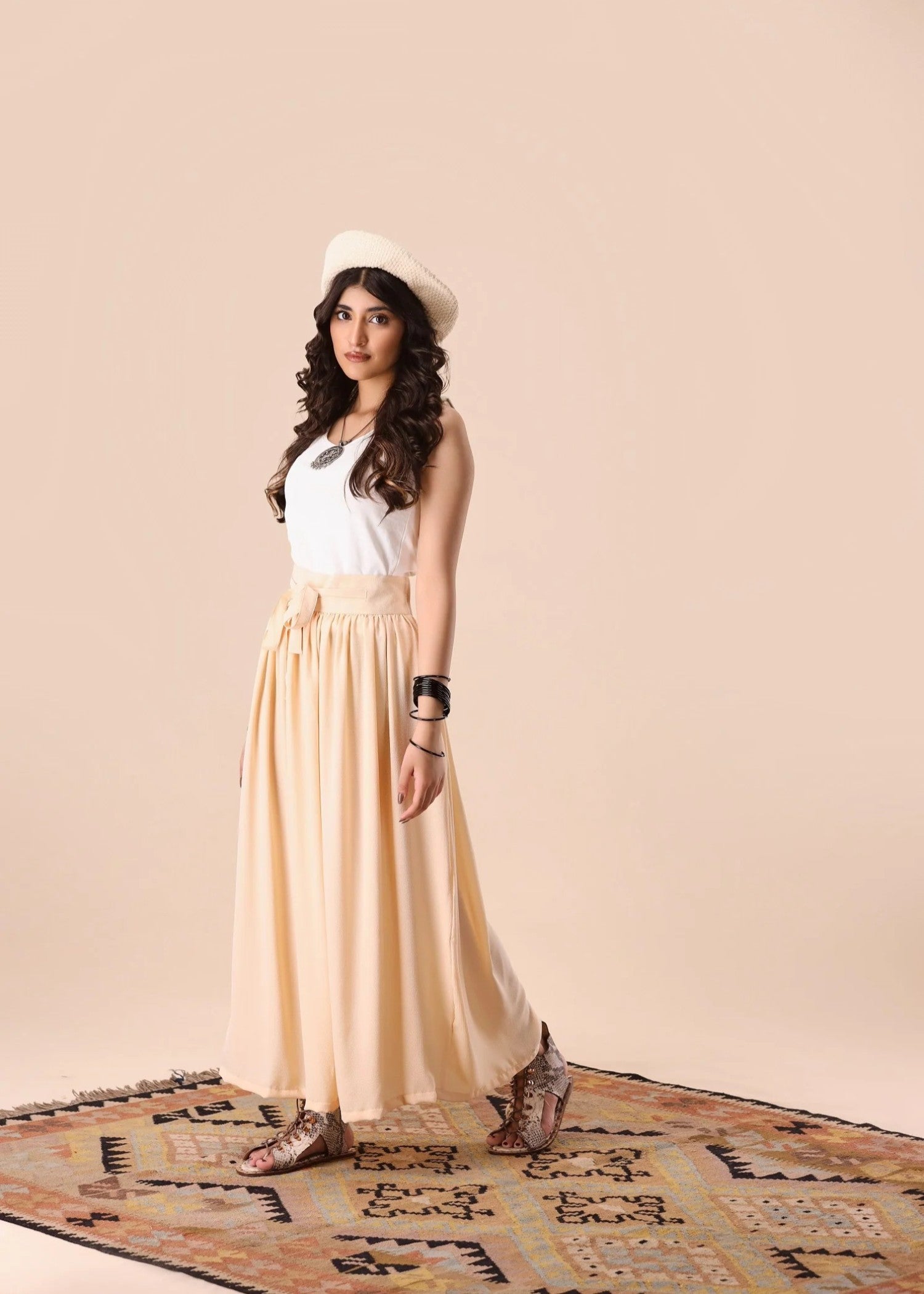 polyester Skirt in Beige
