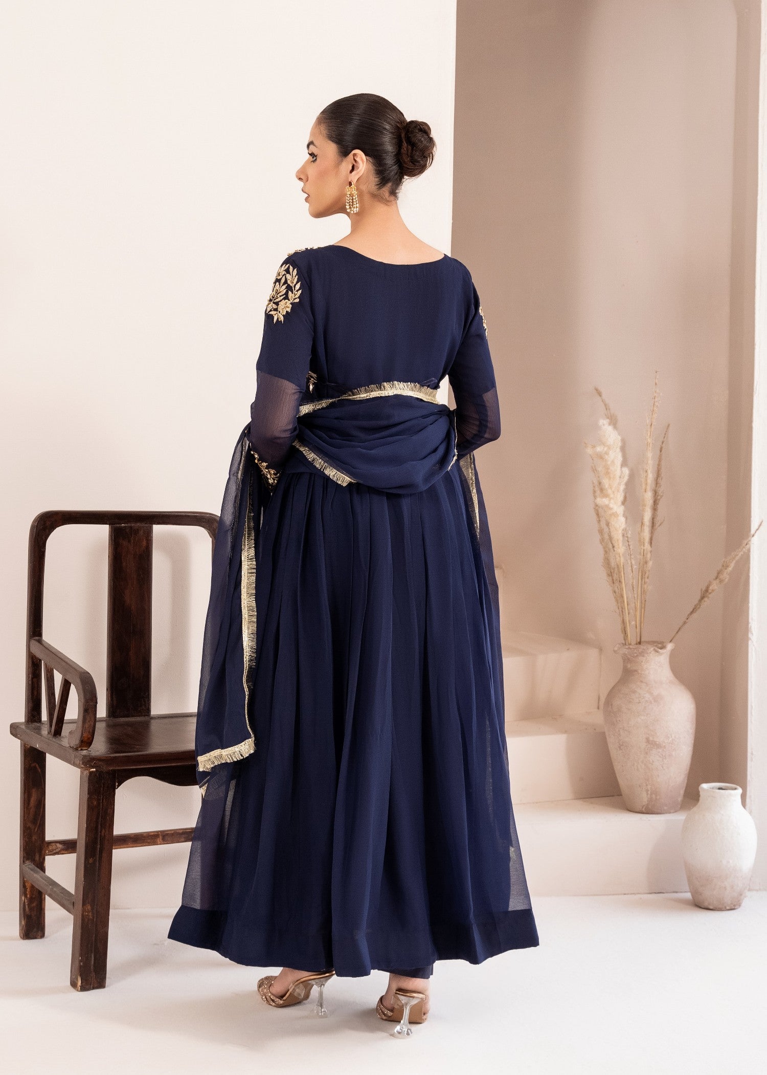 chiffon Maxi in Navy blue