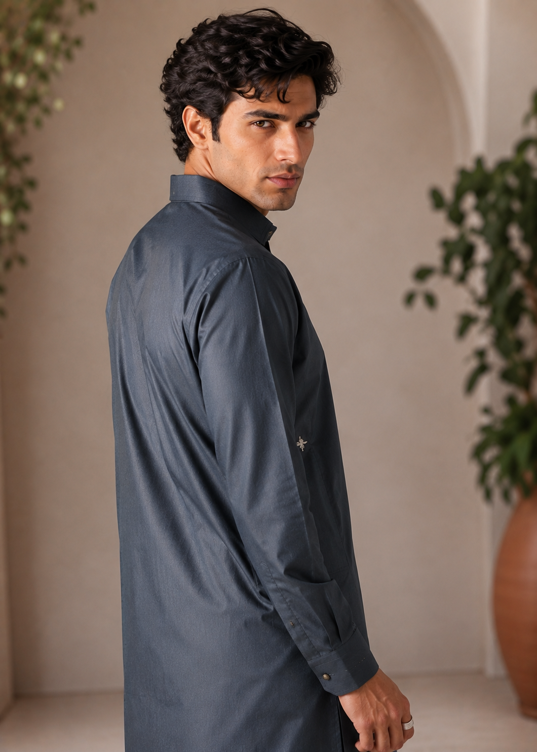 cotton Shalwar Kameez in Raven grey