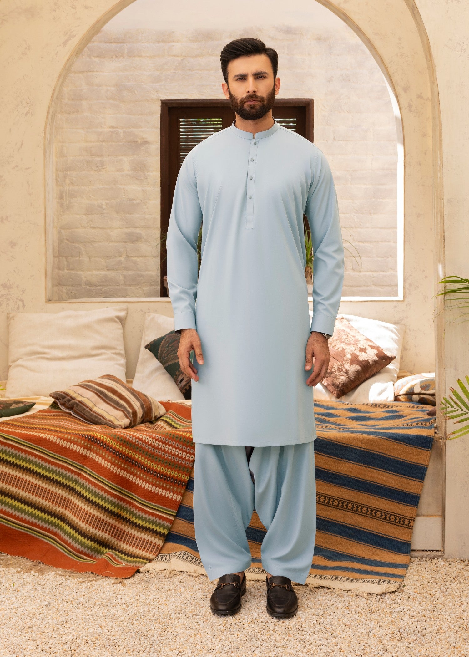 wash & wear Shalwar Kameez in Sky blue by Black Pearl