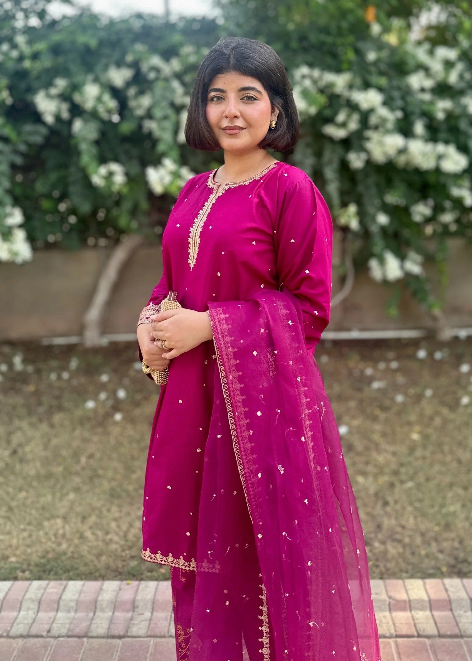 linen Kurta Set in Plum