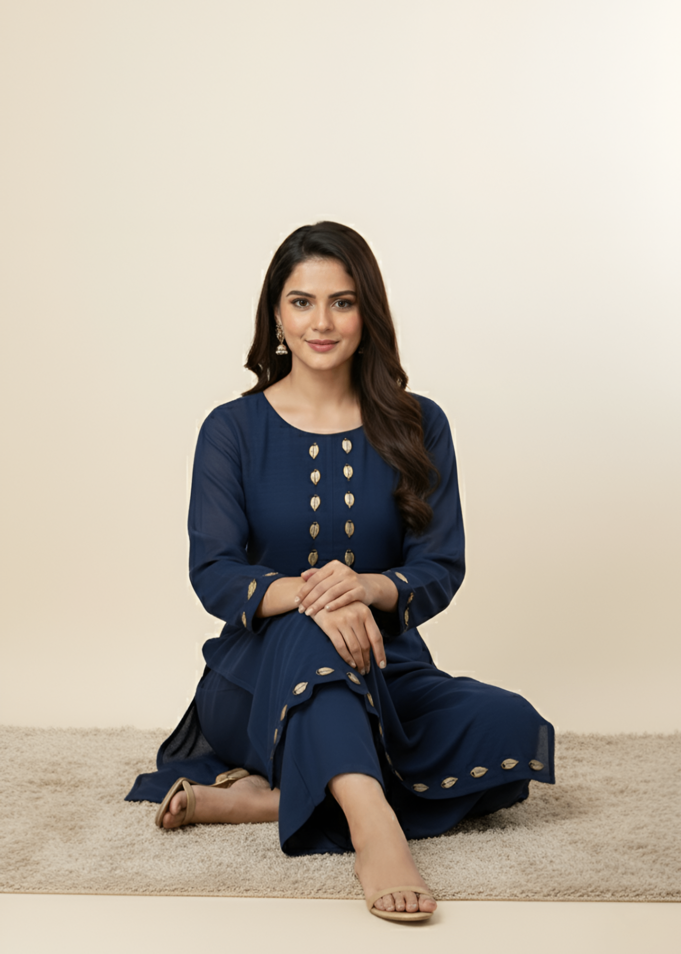 georgette Kurta Set in Dark blue