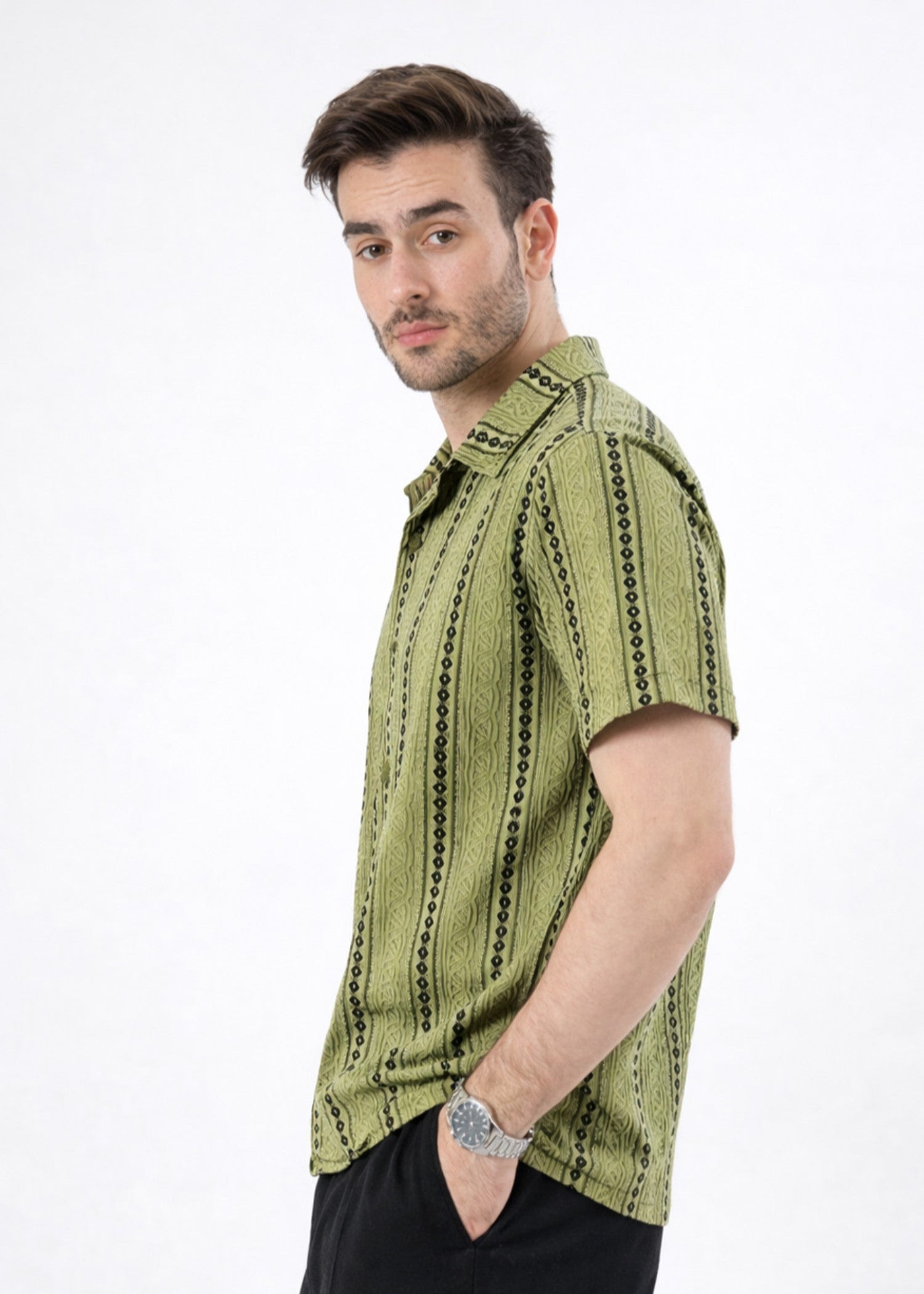 cotton Casual Shirt in Olive green by Ecowears.Pk