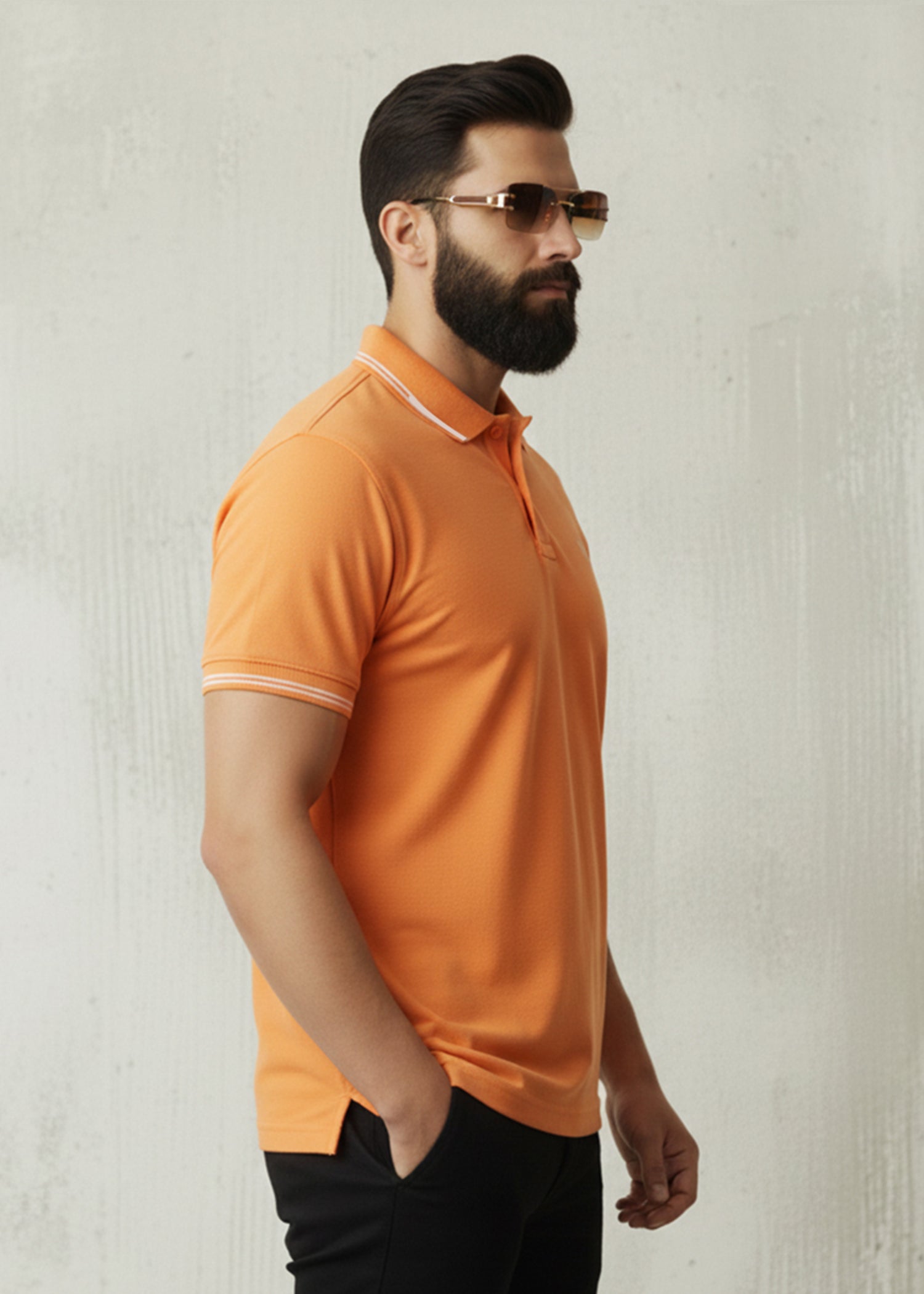 cambric cotton Polo Shirt in Orange