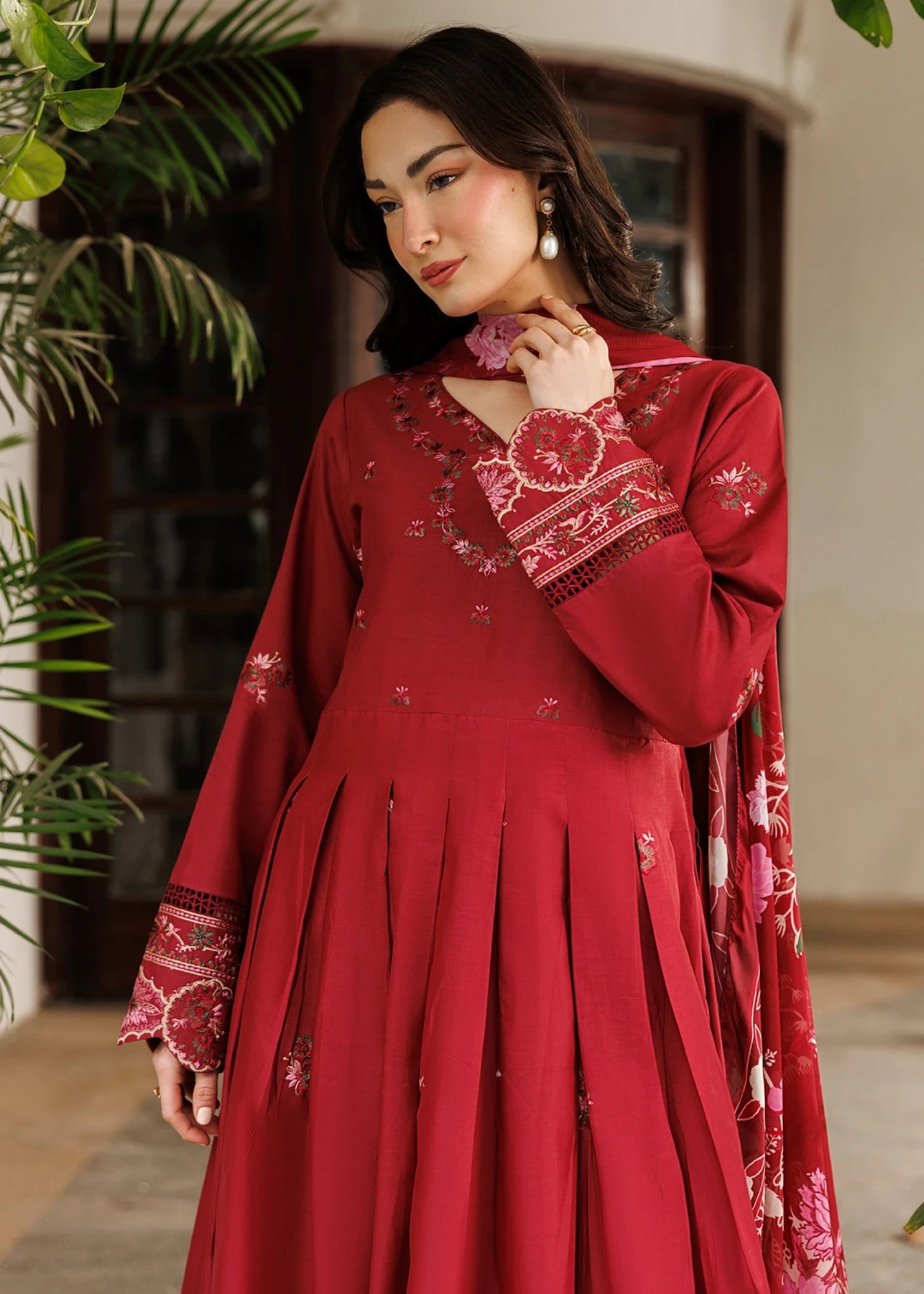 cotton Pishwas in Maroon