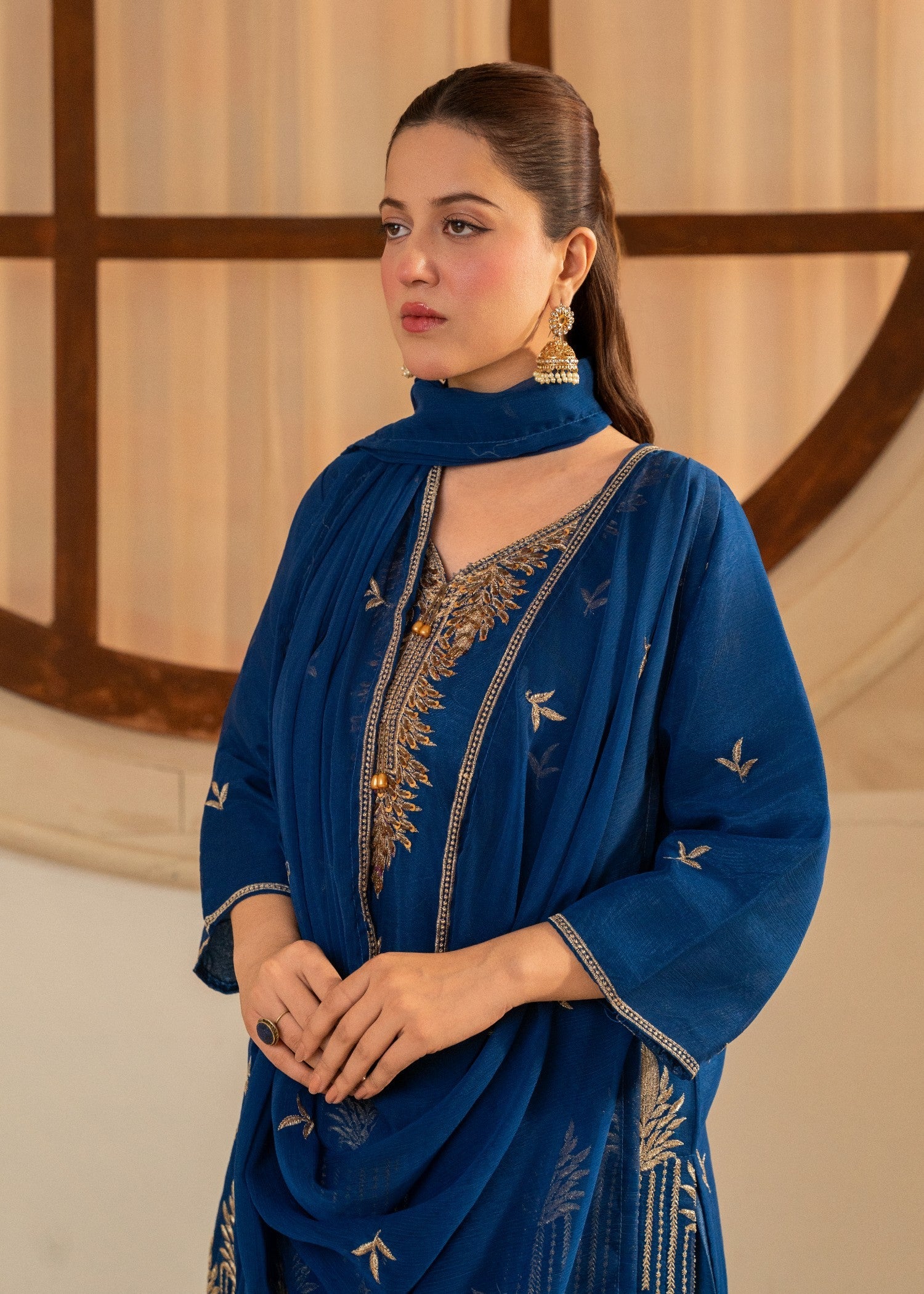 chiffon Kurta Set in Blue