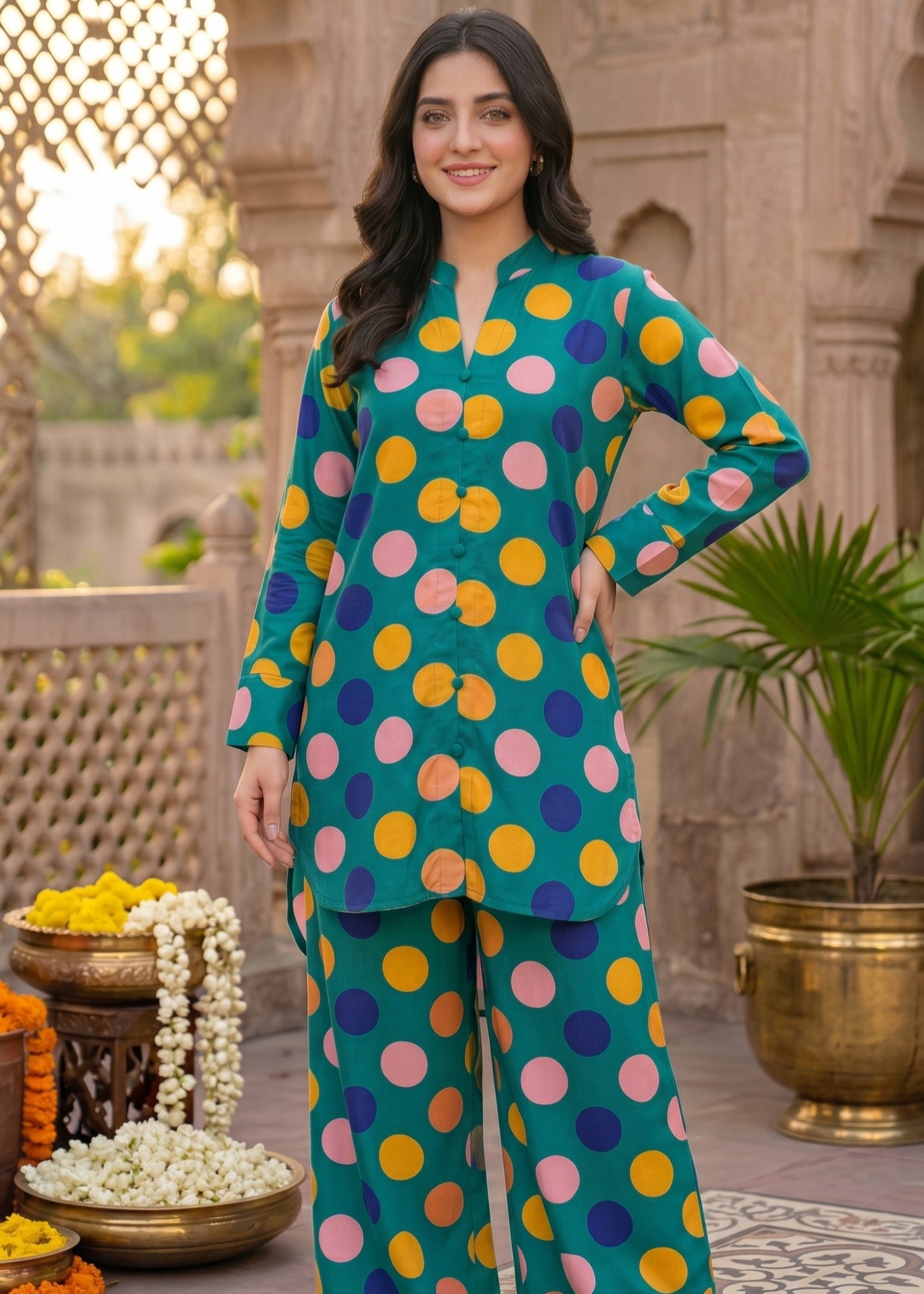 georgette Co ord Sets in Green