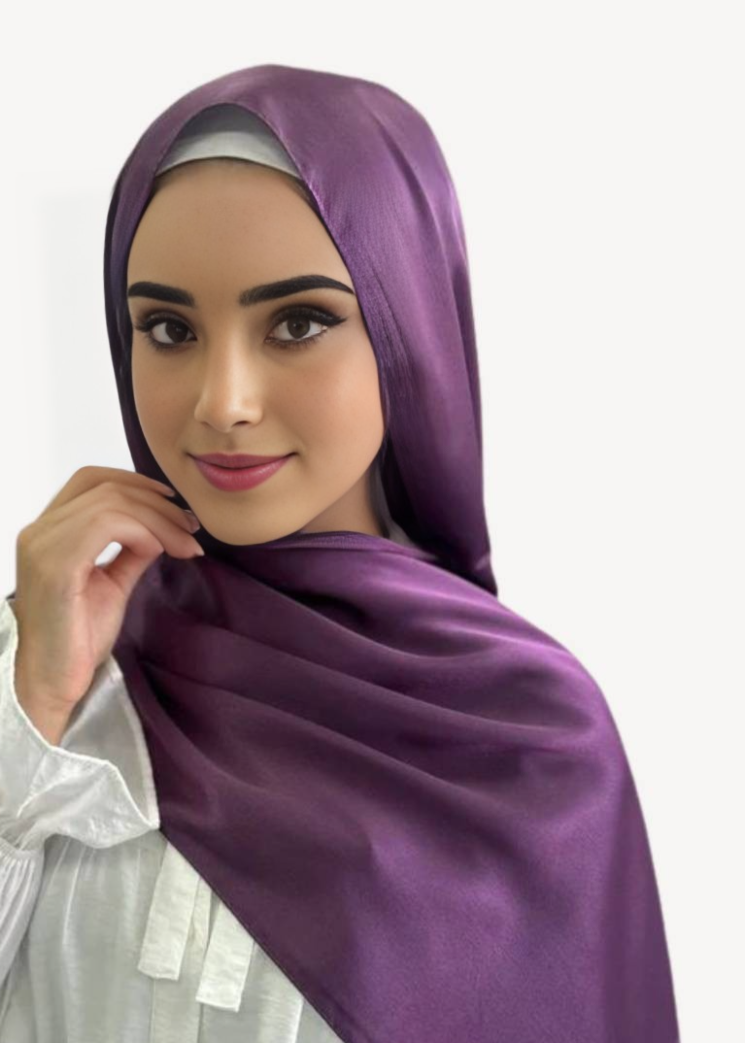 satin crepe Hijab in Purple