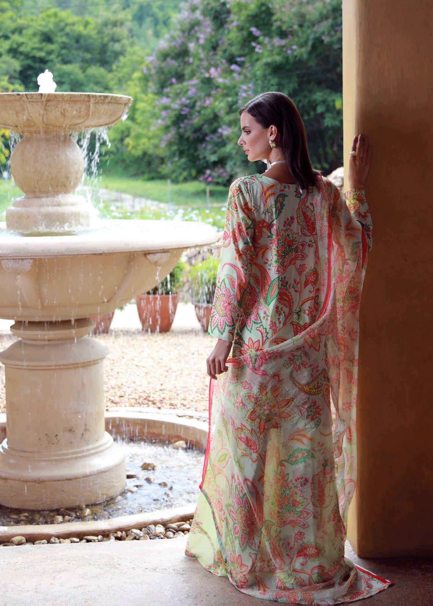 lawn Sharara in Mint green