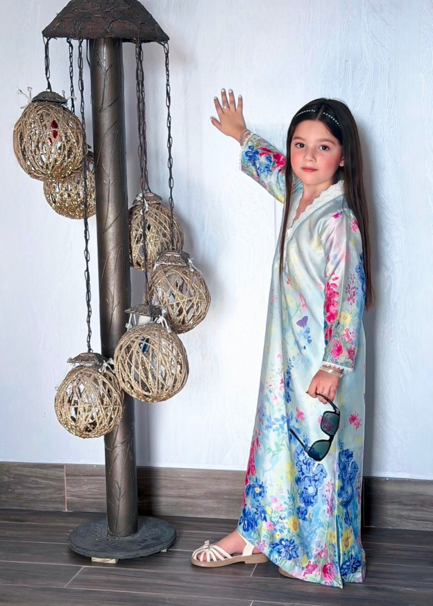 silk Kaftan in Ice blue