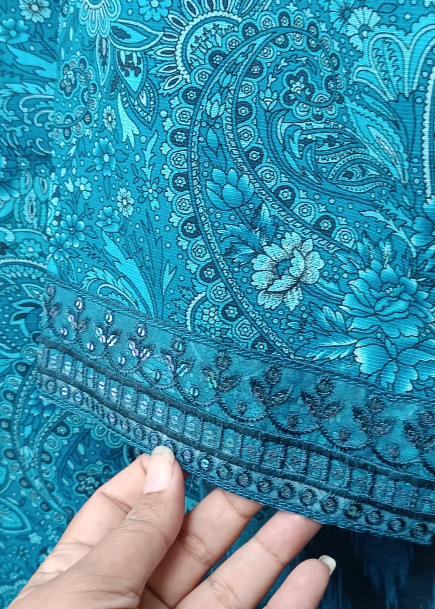 khaddar Kurta Set in Sapphire blue