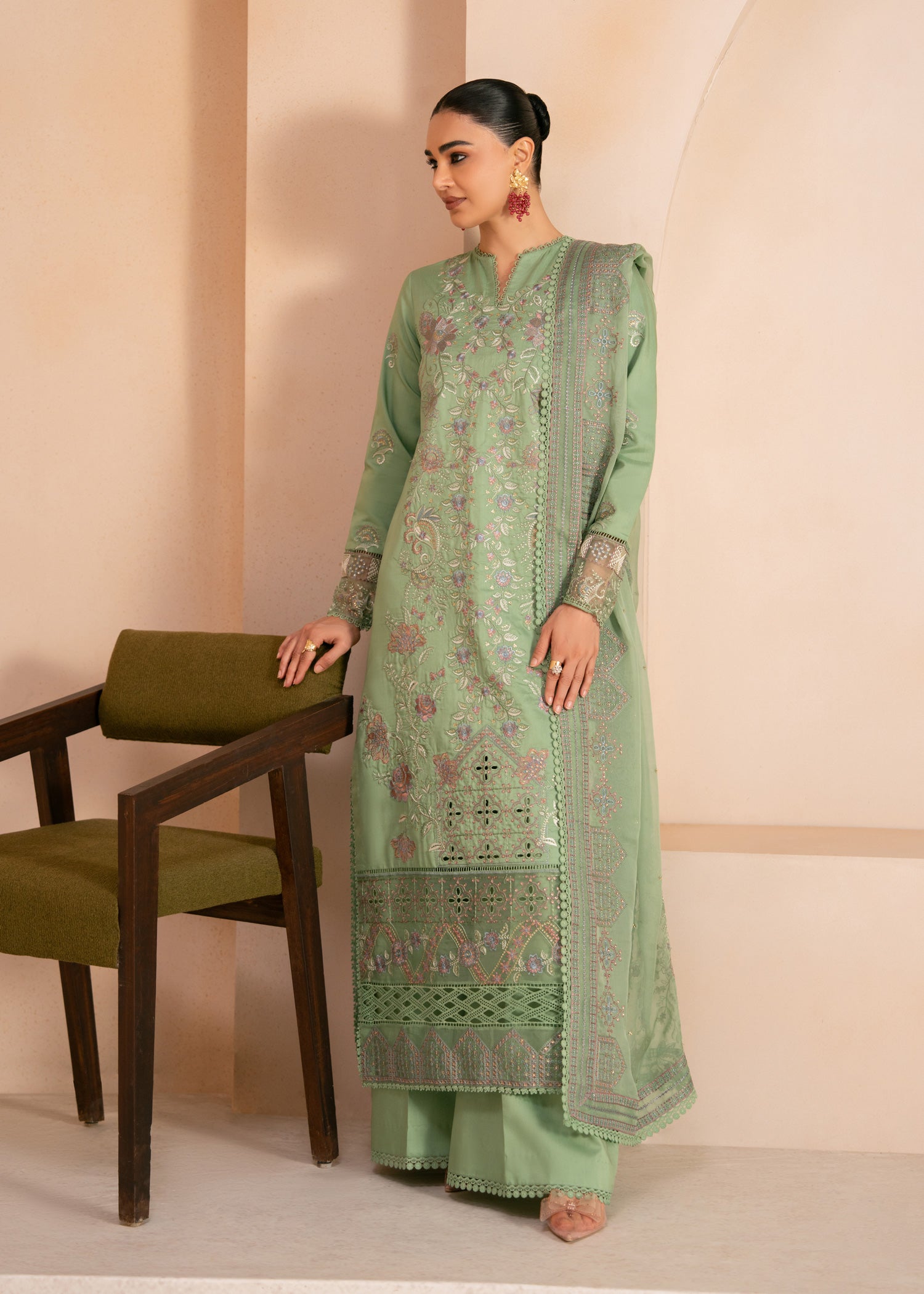 viscose Unstitched in Pistachio green
