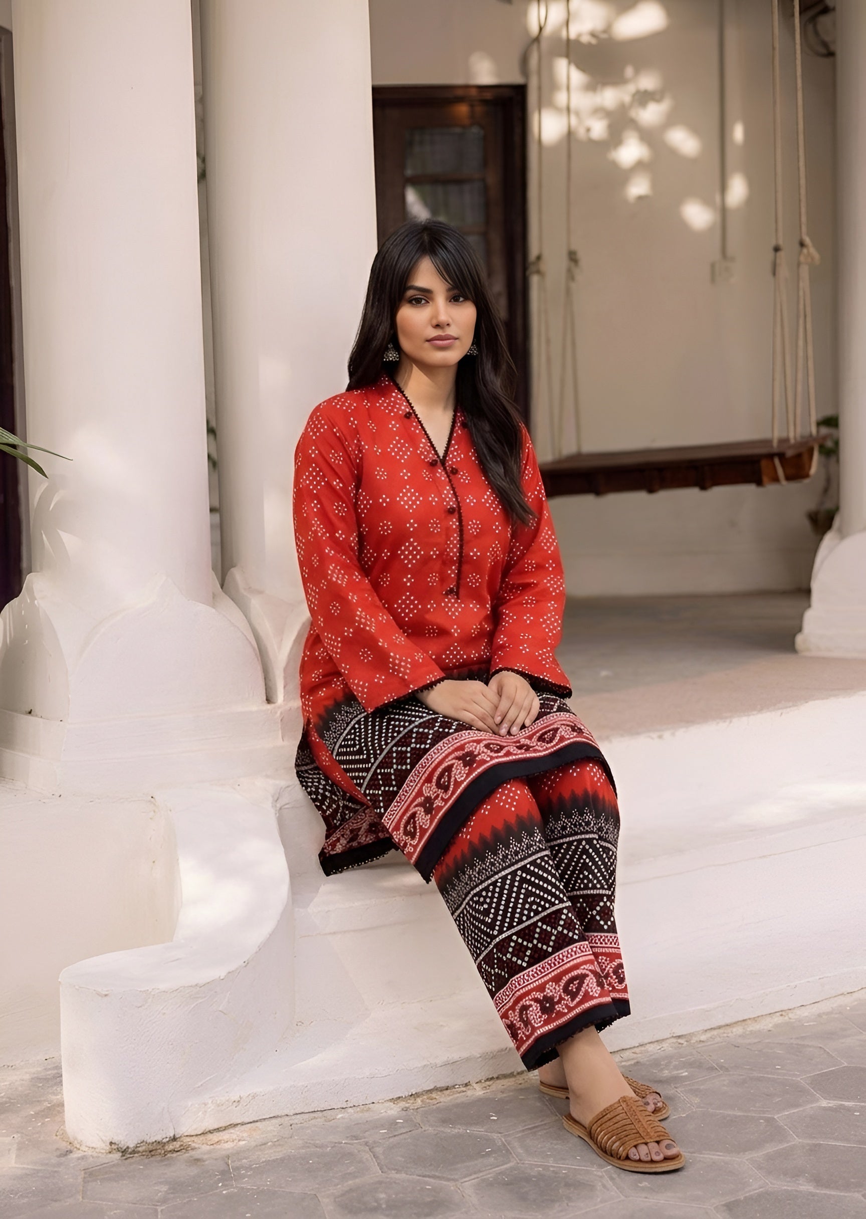 cambric Co Ord Sets in Crimson