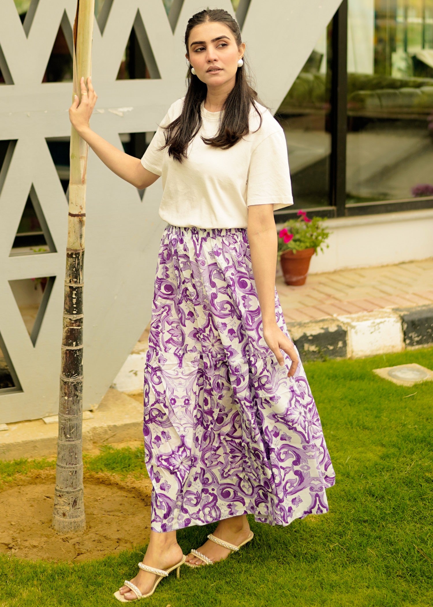pure cotton Skirt in White