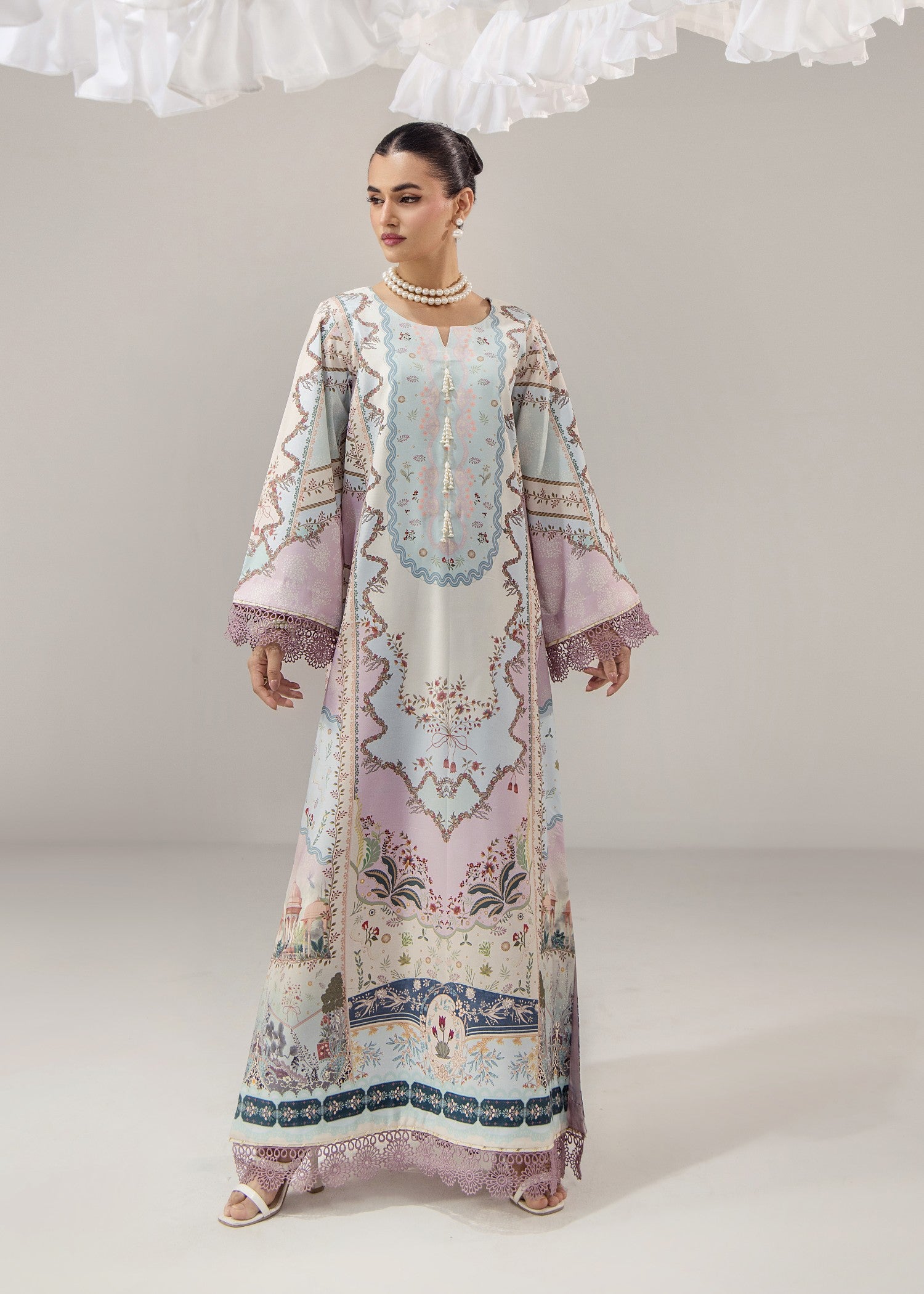 poly lawn Kaftan in Multi