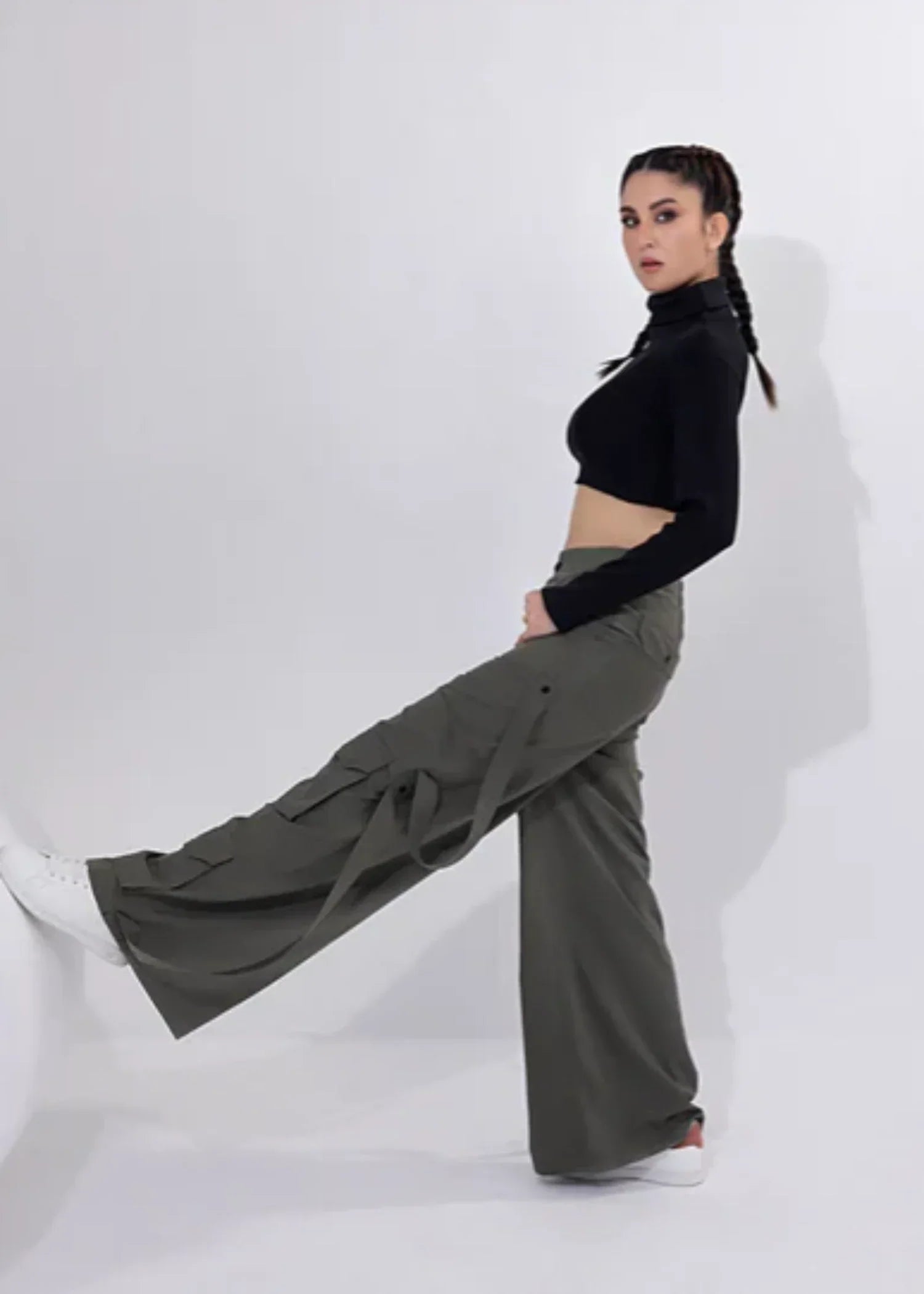 twill cotton Pants in Army green