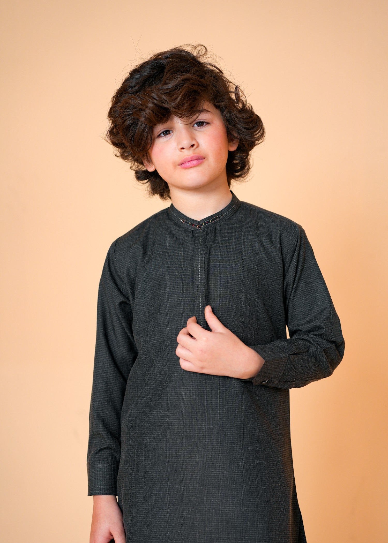 wash & wear Kurta Set in Charcoal black
