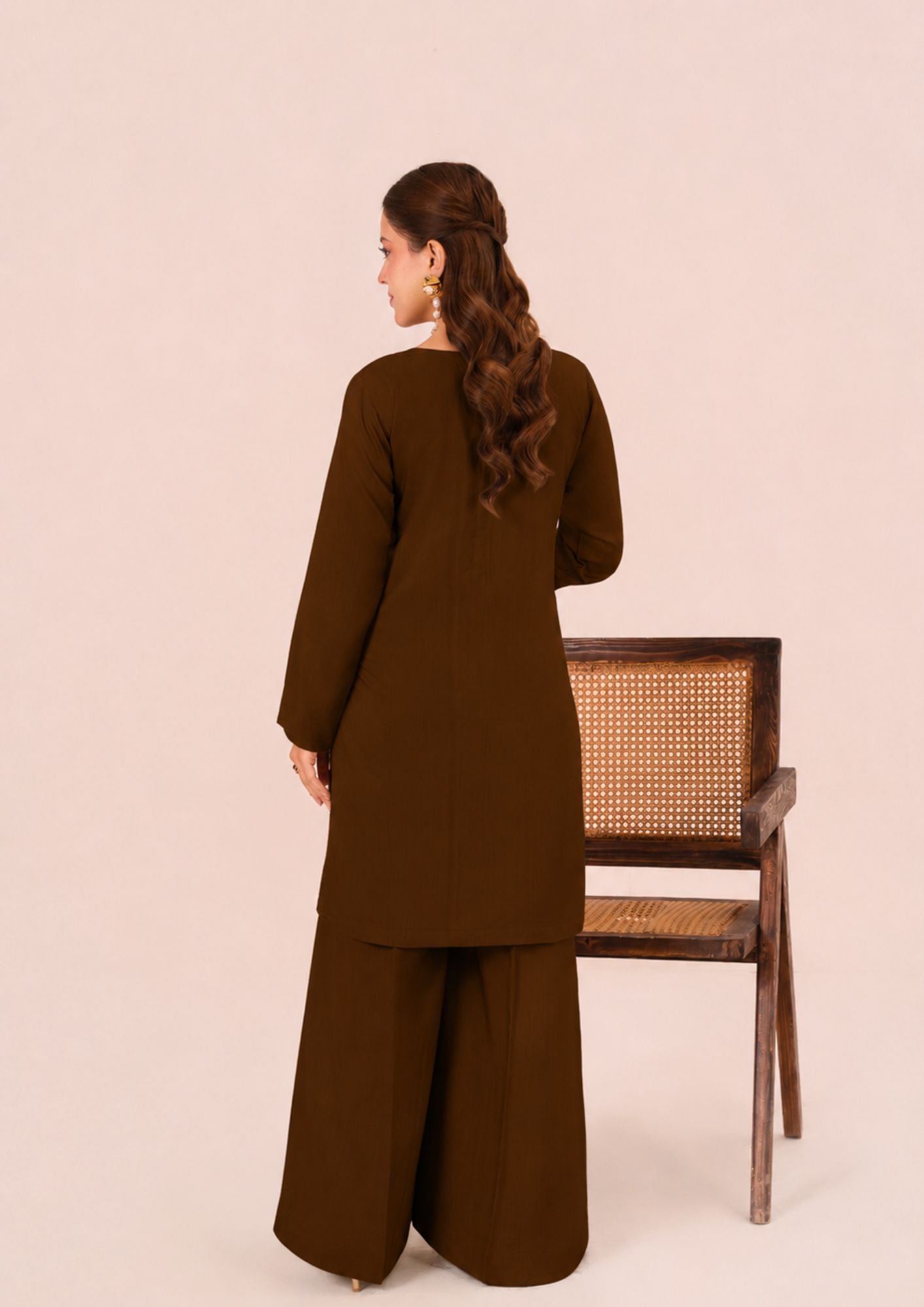 viscose Kurta Set in Chocolate brown
