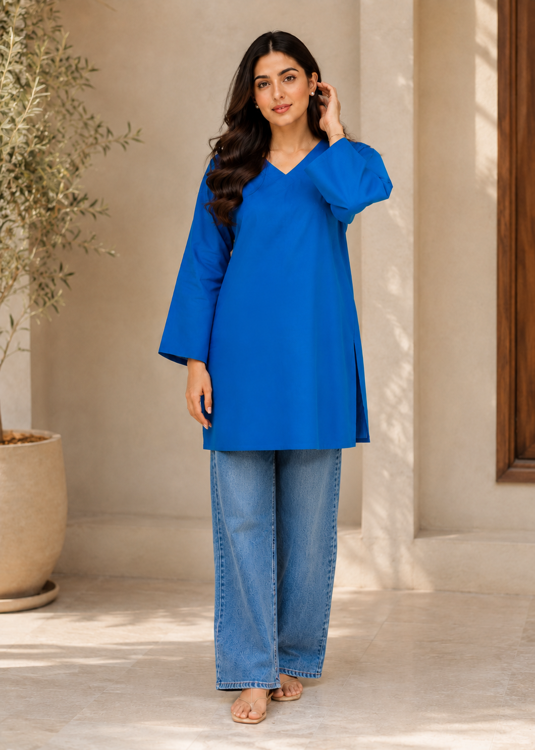 linen Kurti in Royal blue