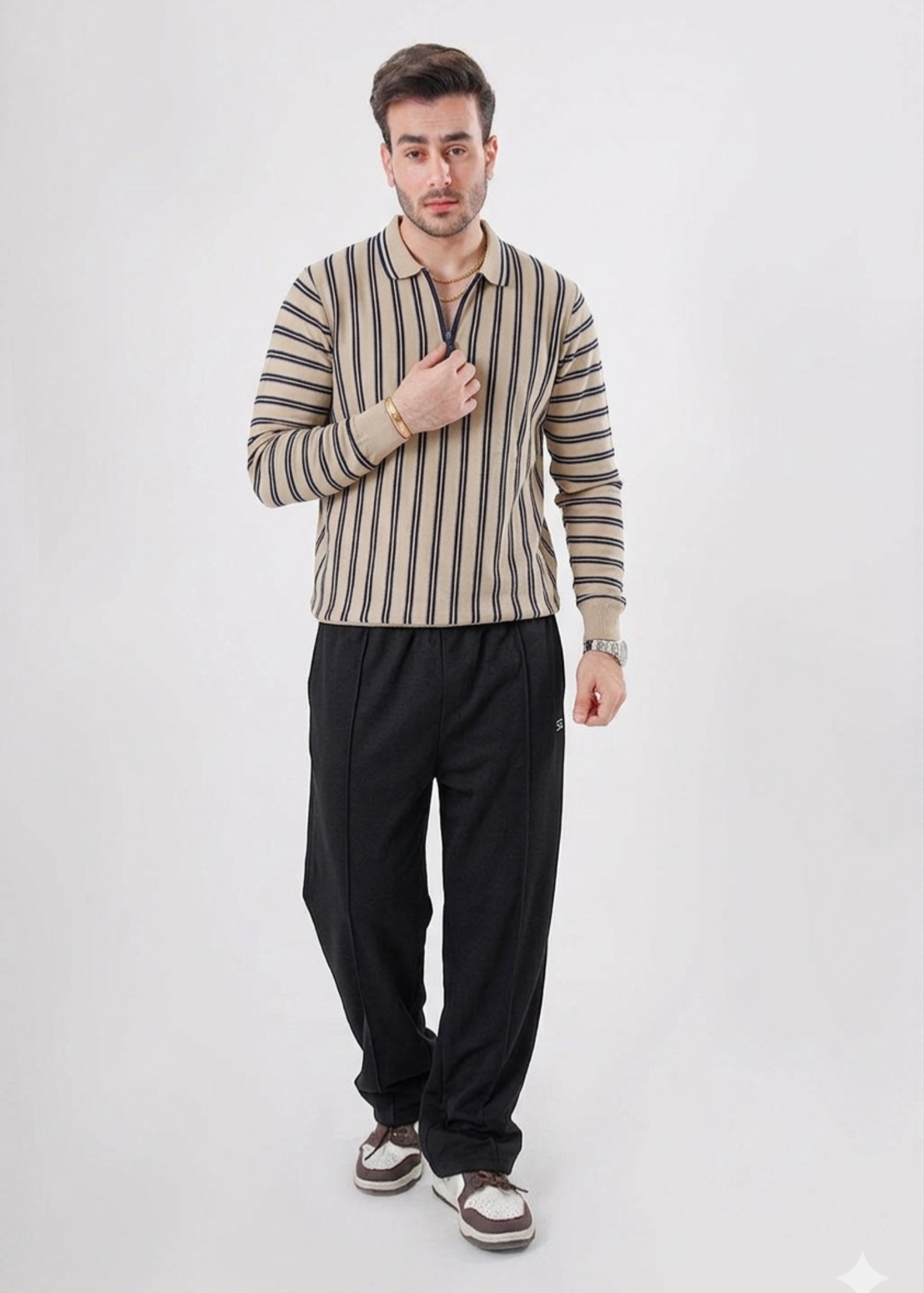cotton Polo Shirt in Beige