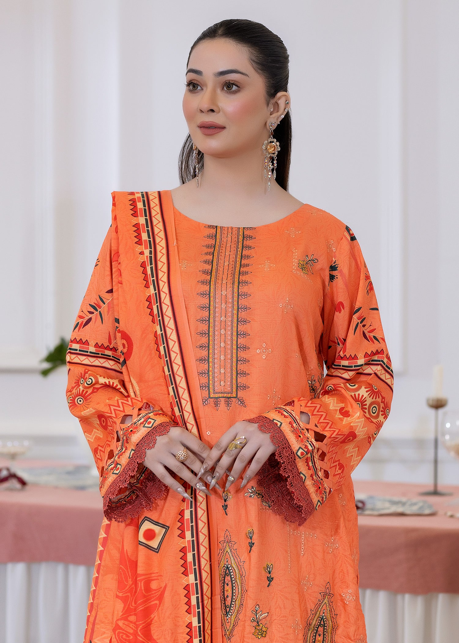 wool Unstitched in Peach orange