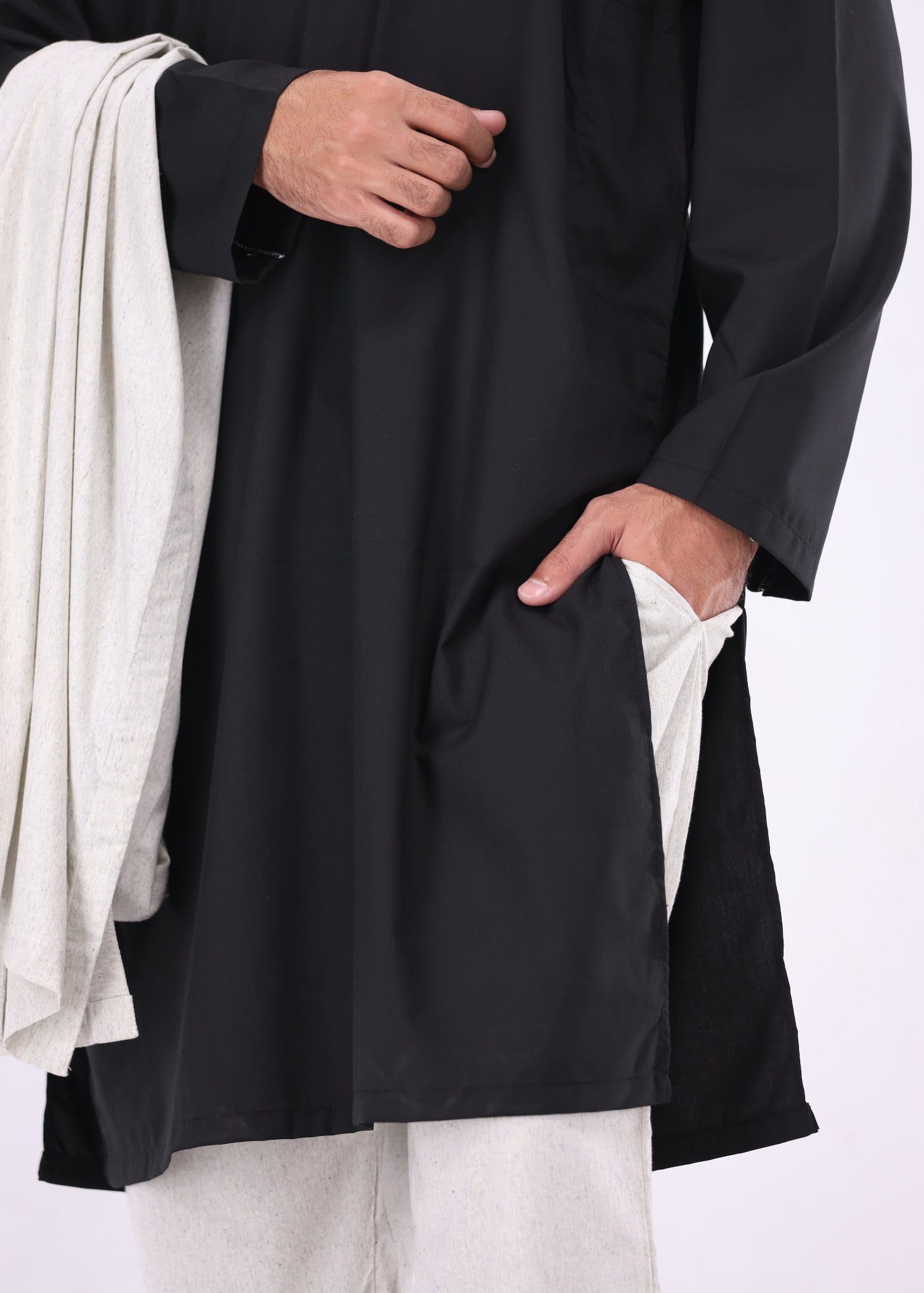 wash & wear Kurta Set in Black, light grey