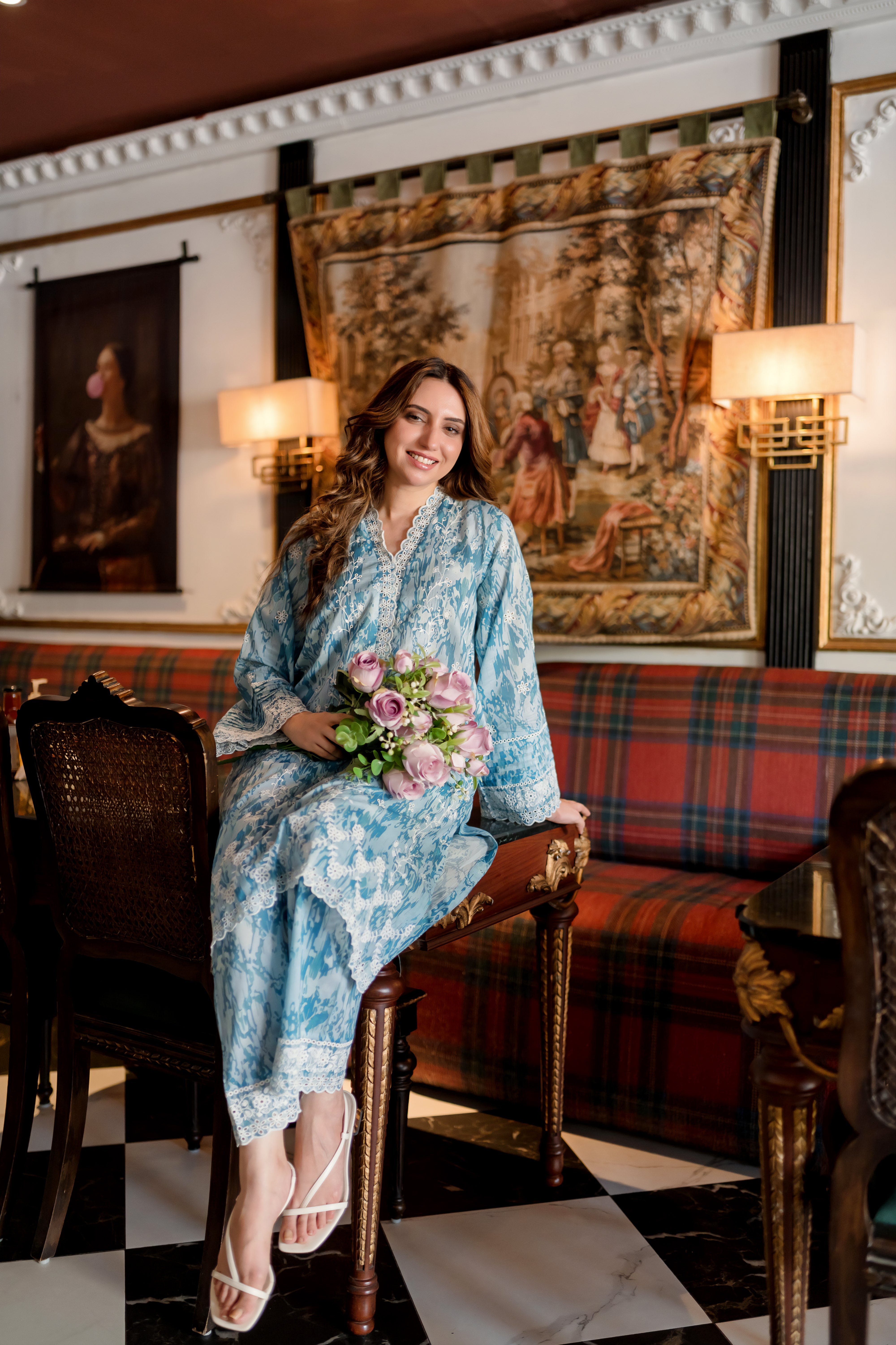 cambric Kurti in Light blue