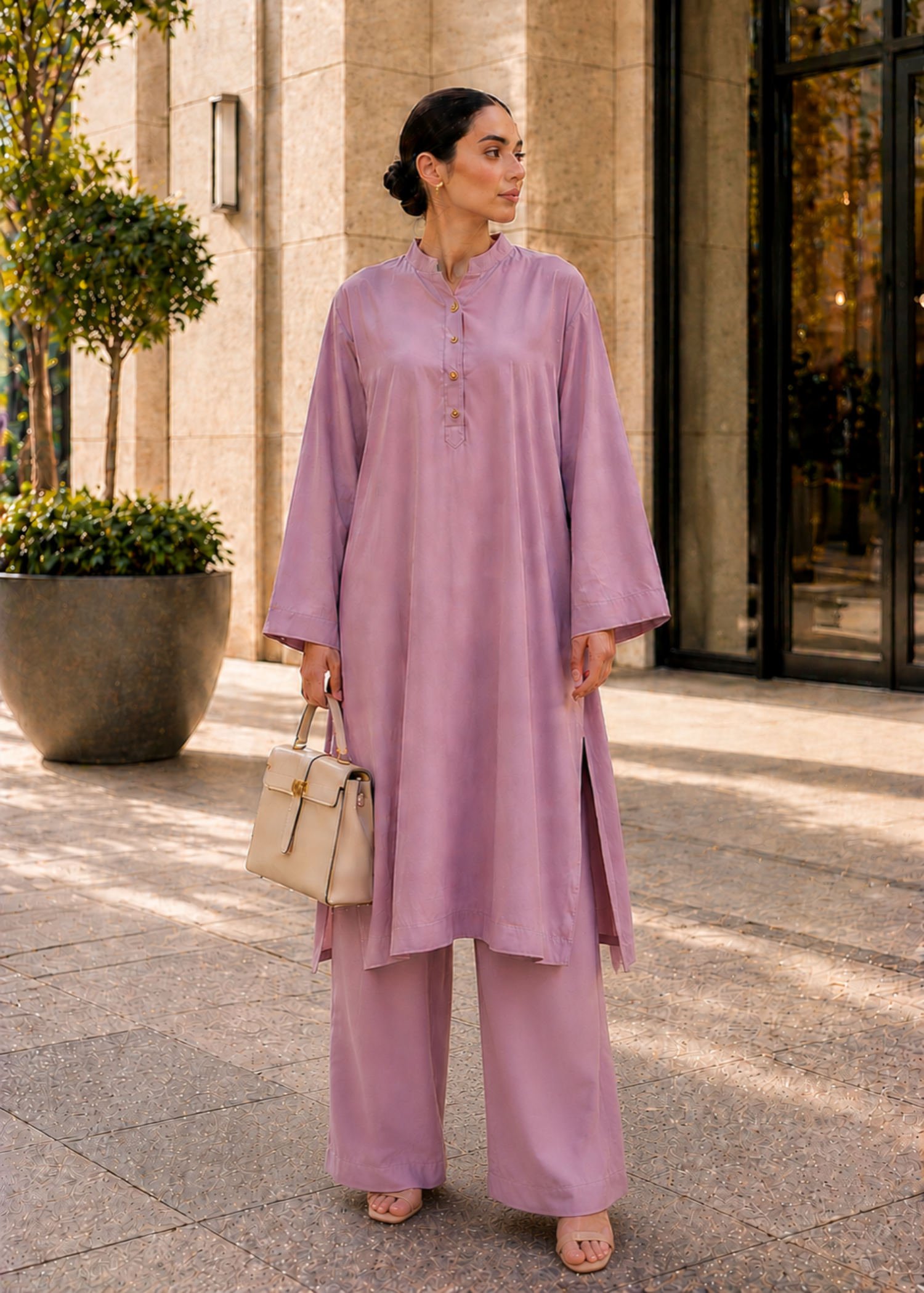 cotton Co Ord Sets in Rose pink