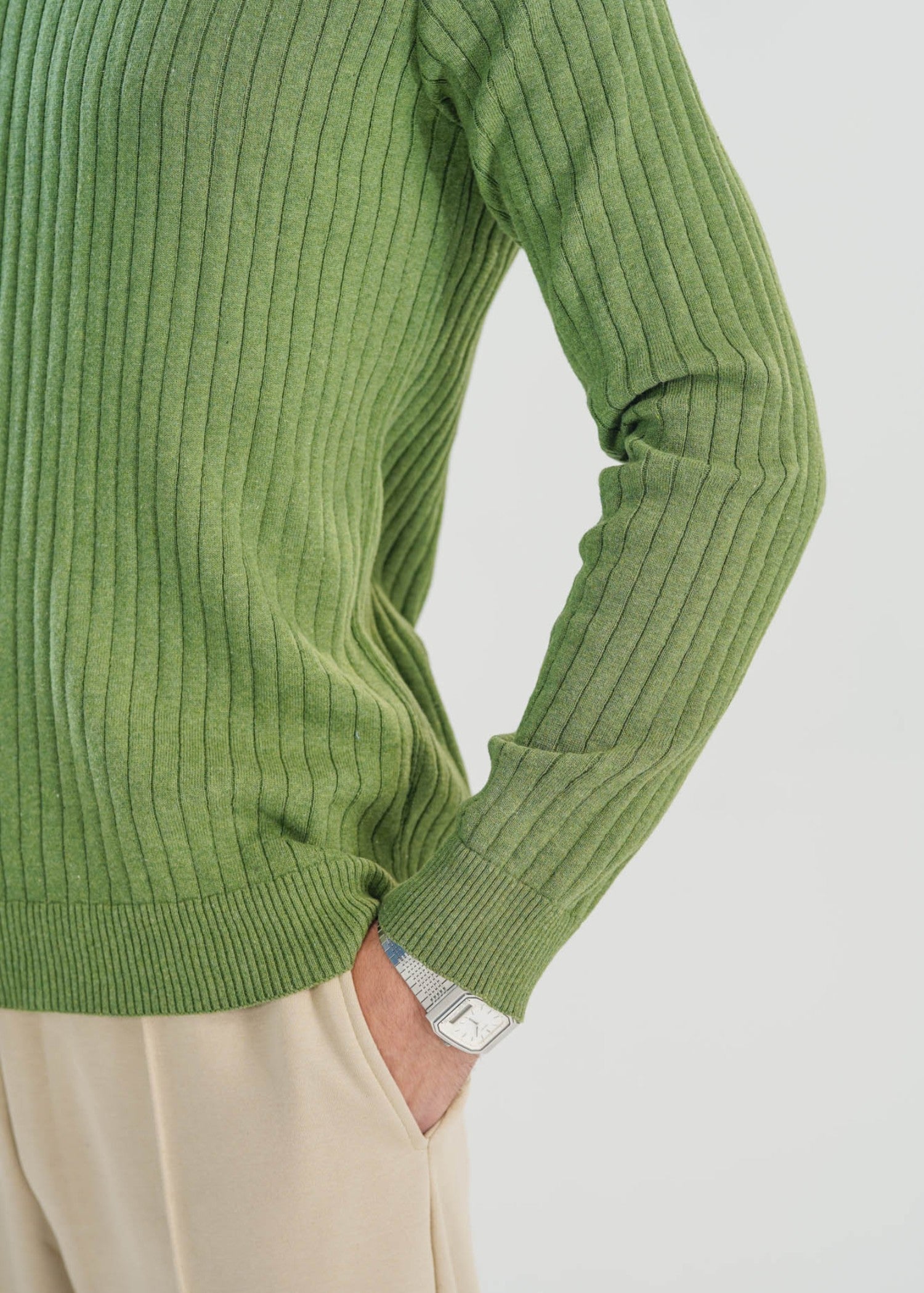 jersey knit Polo Shirt in Olive green