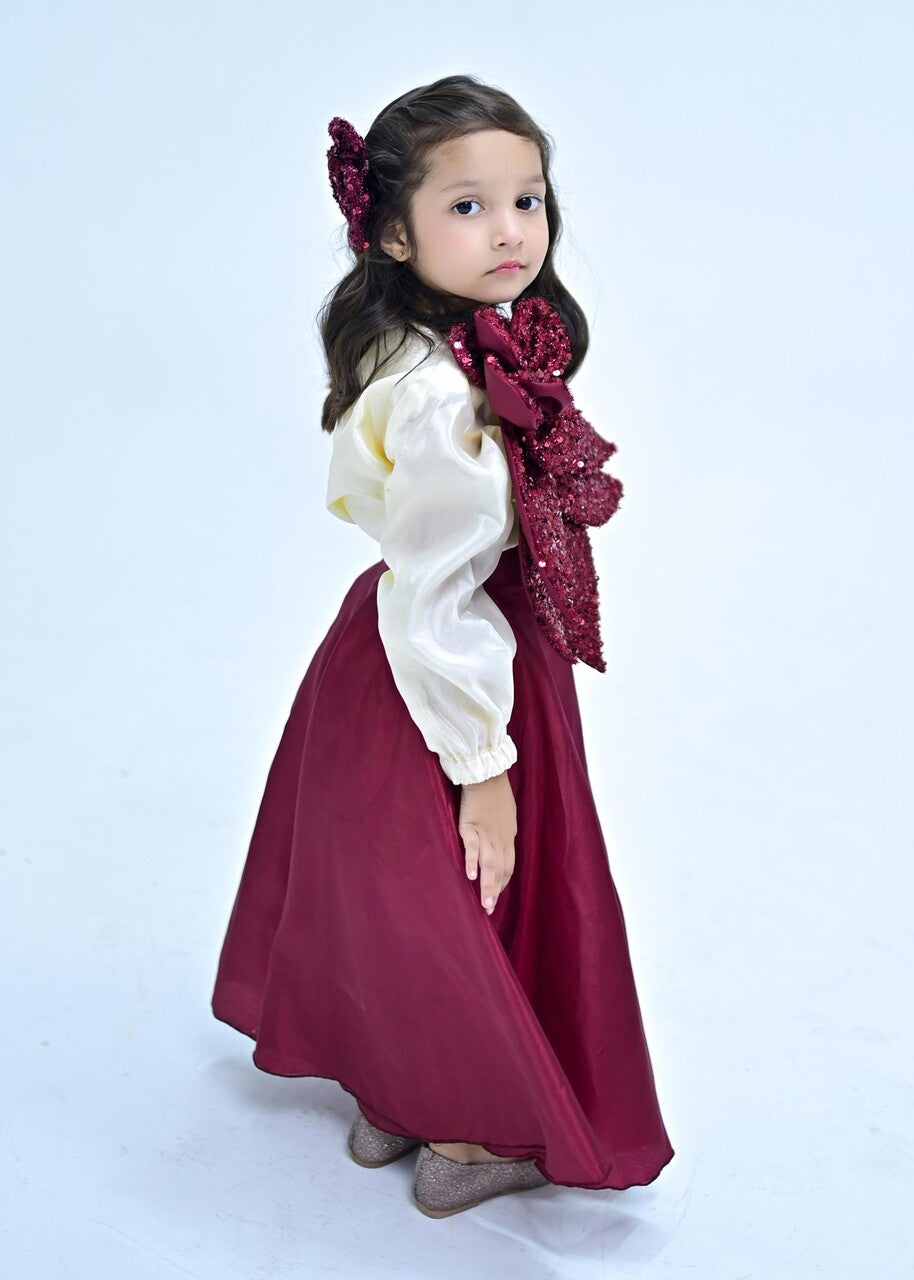 kattan silk Skirt in Maroon