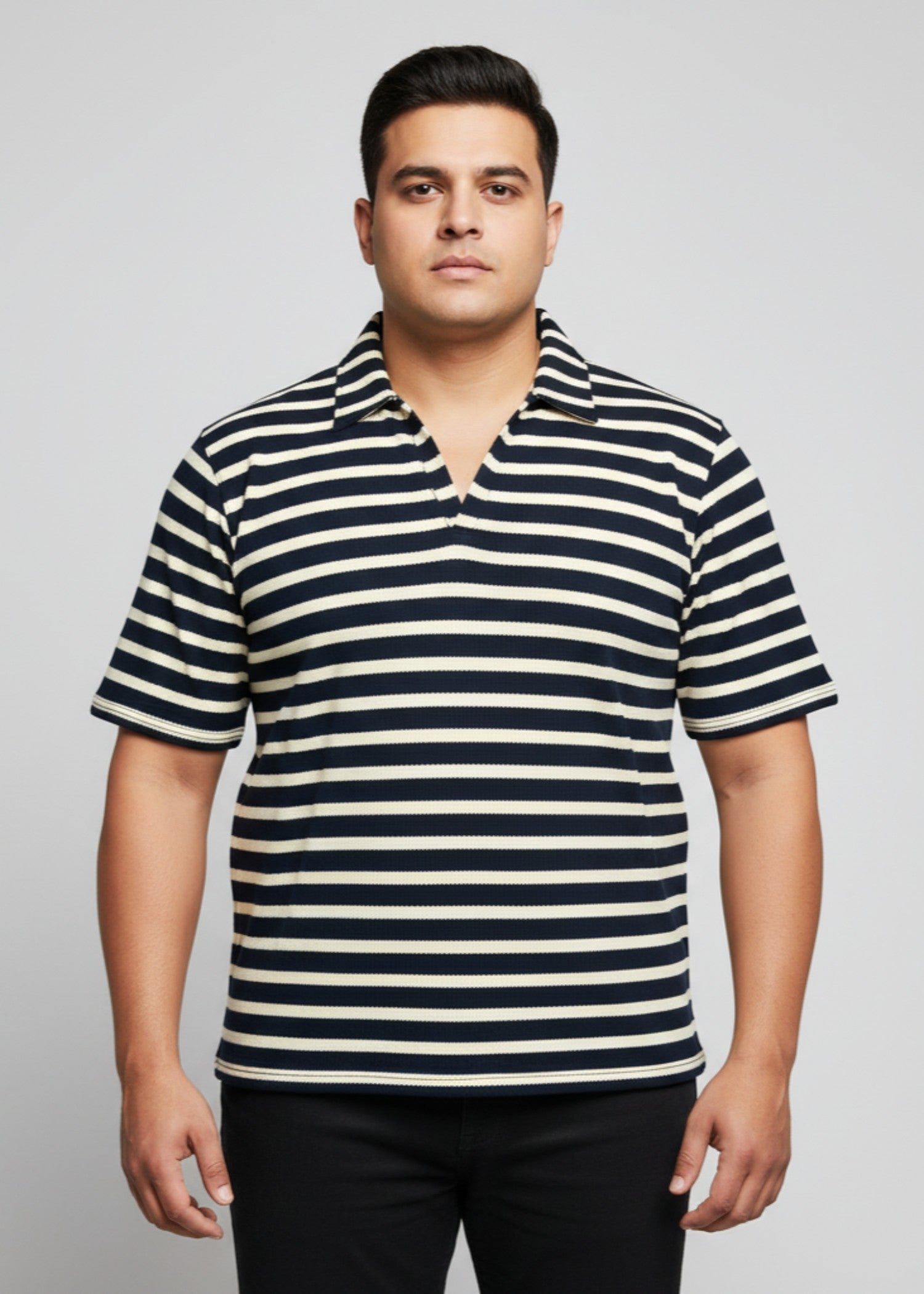 polyester jacquard Polo Shirt in Navy blue