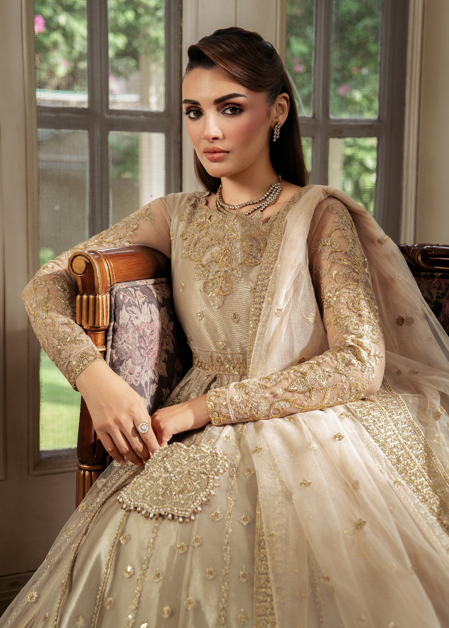 net Pishwas in Beige