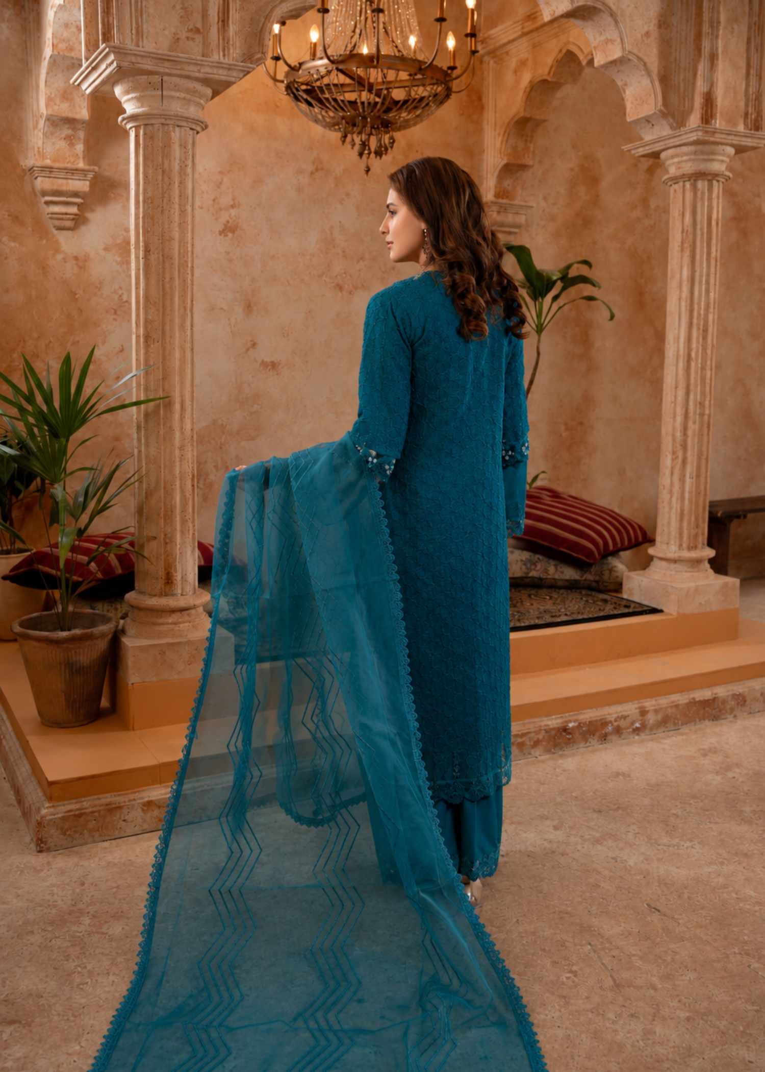 organza Gown in Bondi blue