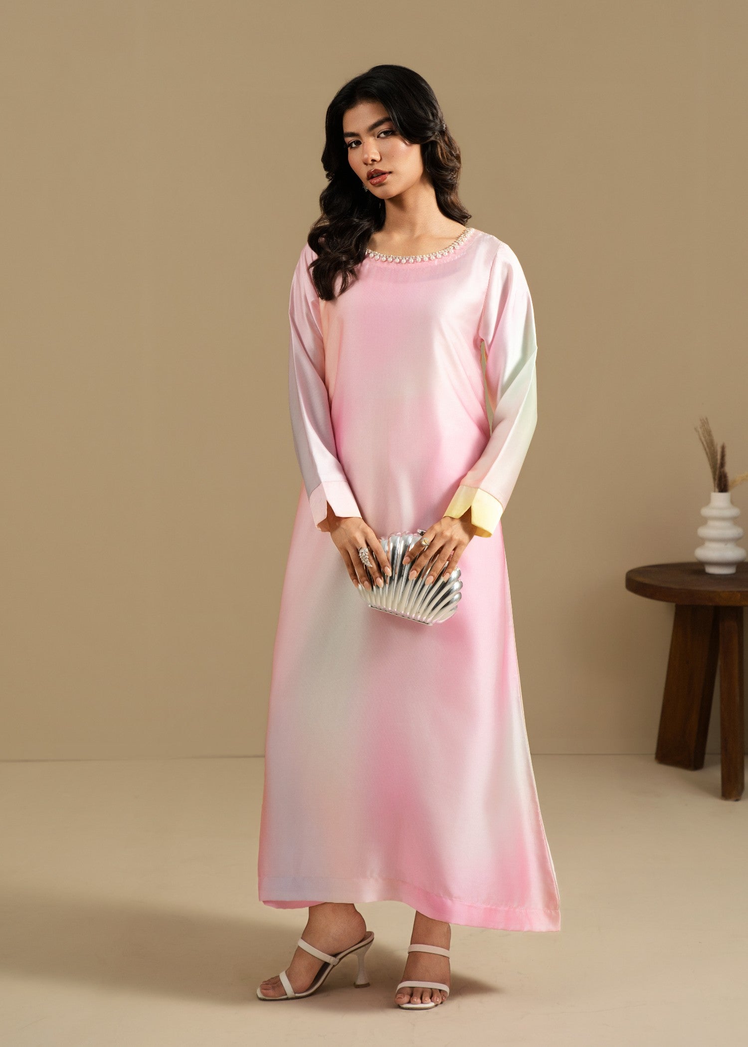 silk charmeuse Maxi in Pink