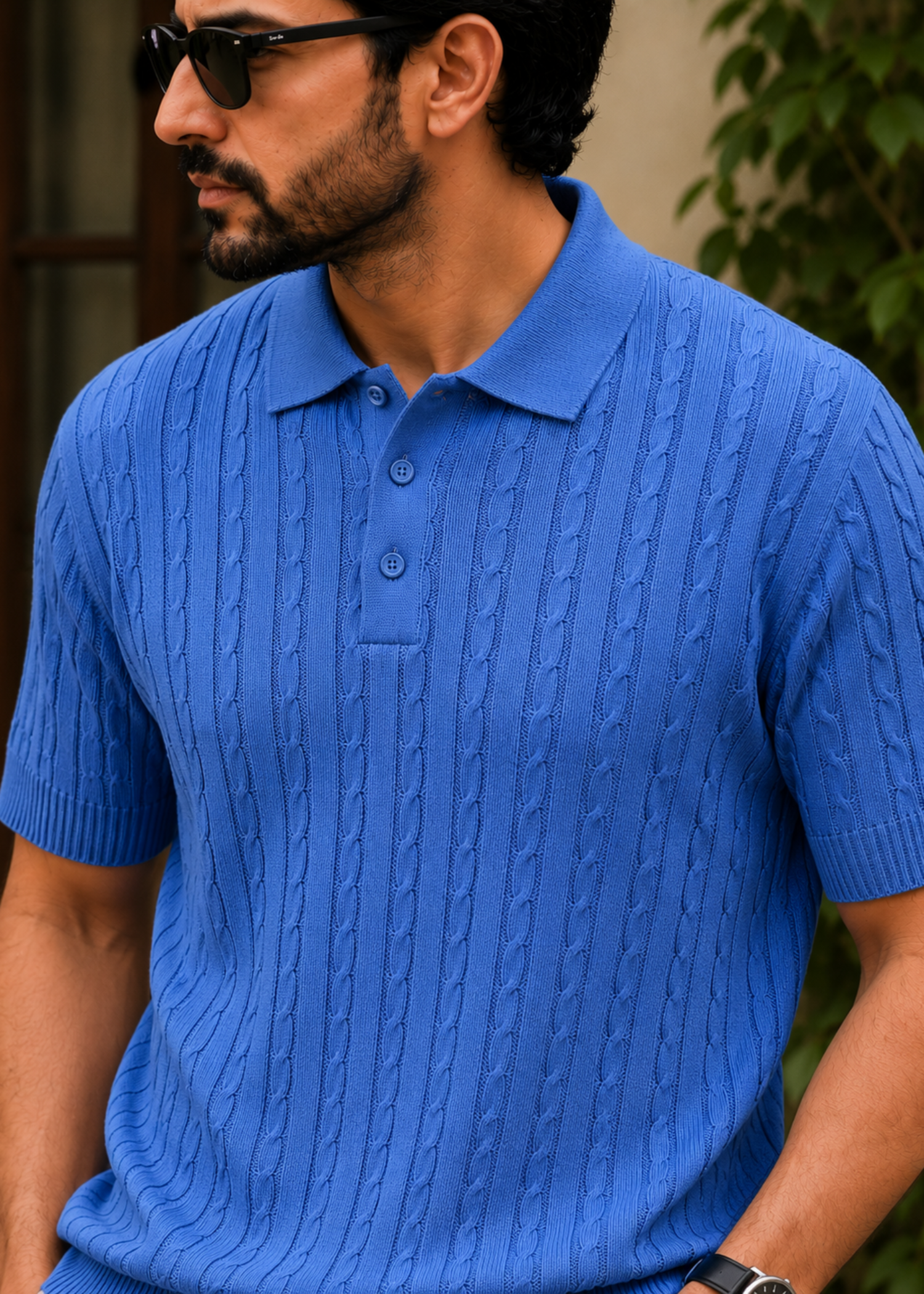cotton jersey Polo Shirt in Sapphire blue